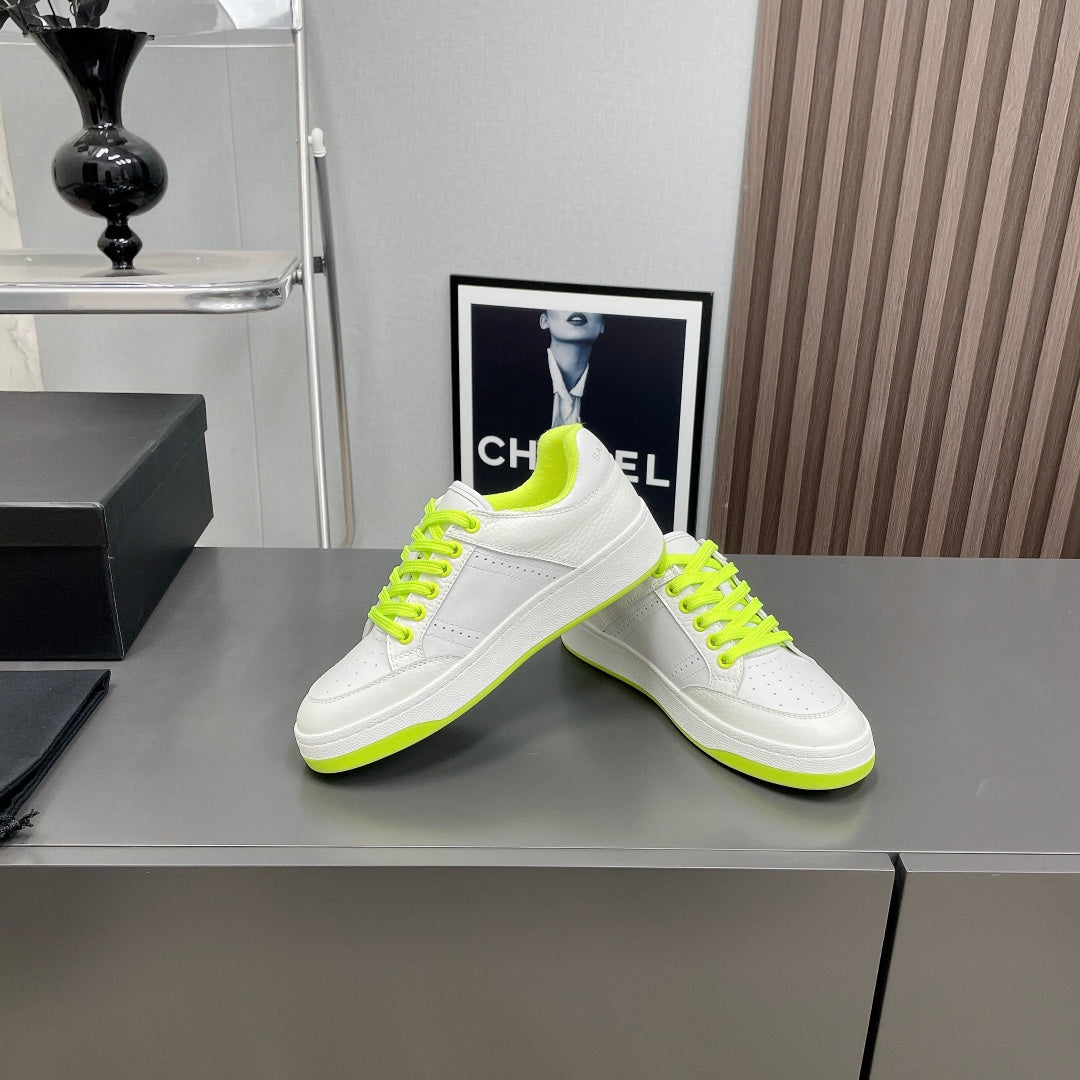 SL/61 SNEAKERS IN WHITE MIX NEON YELLOW CALFSKIN - 35