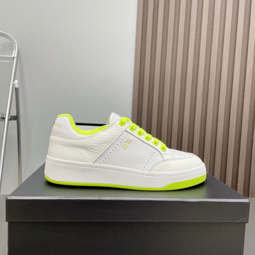 SL/61 SNEAKERS IN WHITE MIX NEON YELLOW CALFSKIN - 35