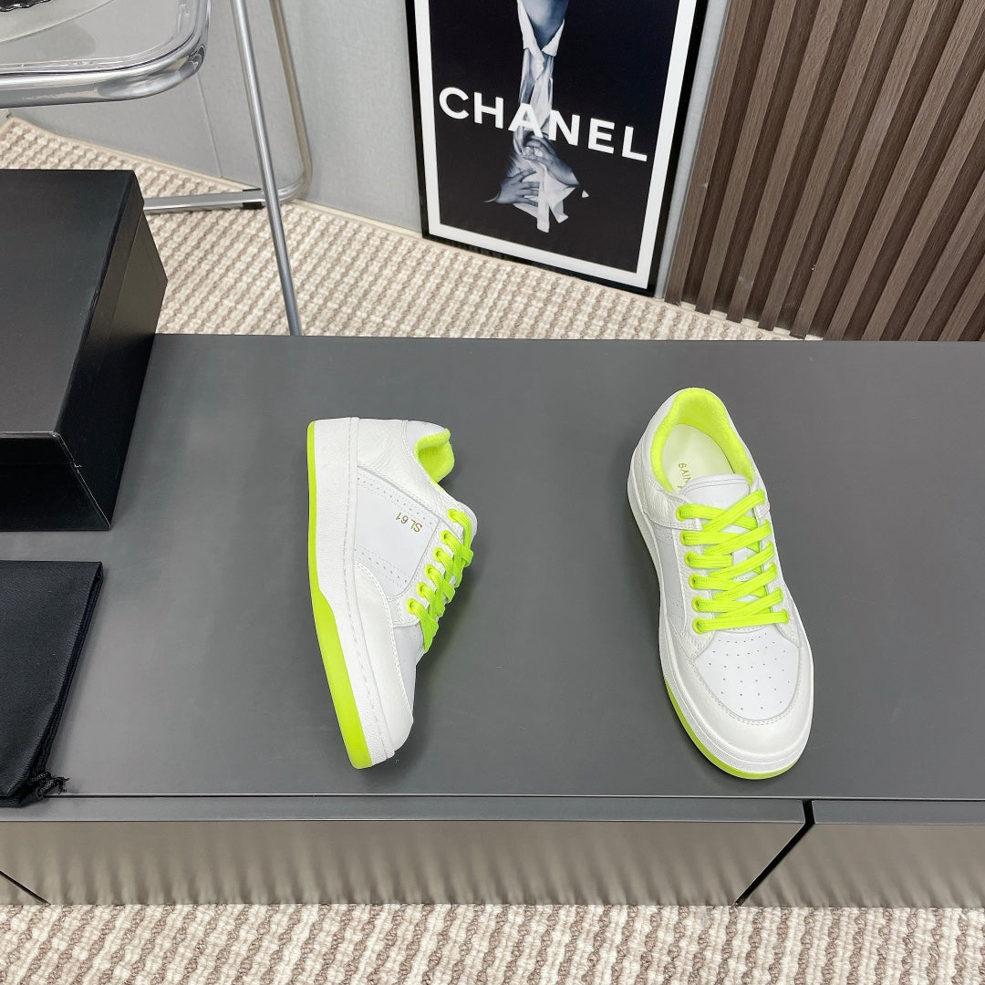 SL/61 SNEAKERS IN WHITE MIX NEON YELLOW CALFSKIN - 35