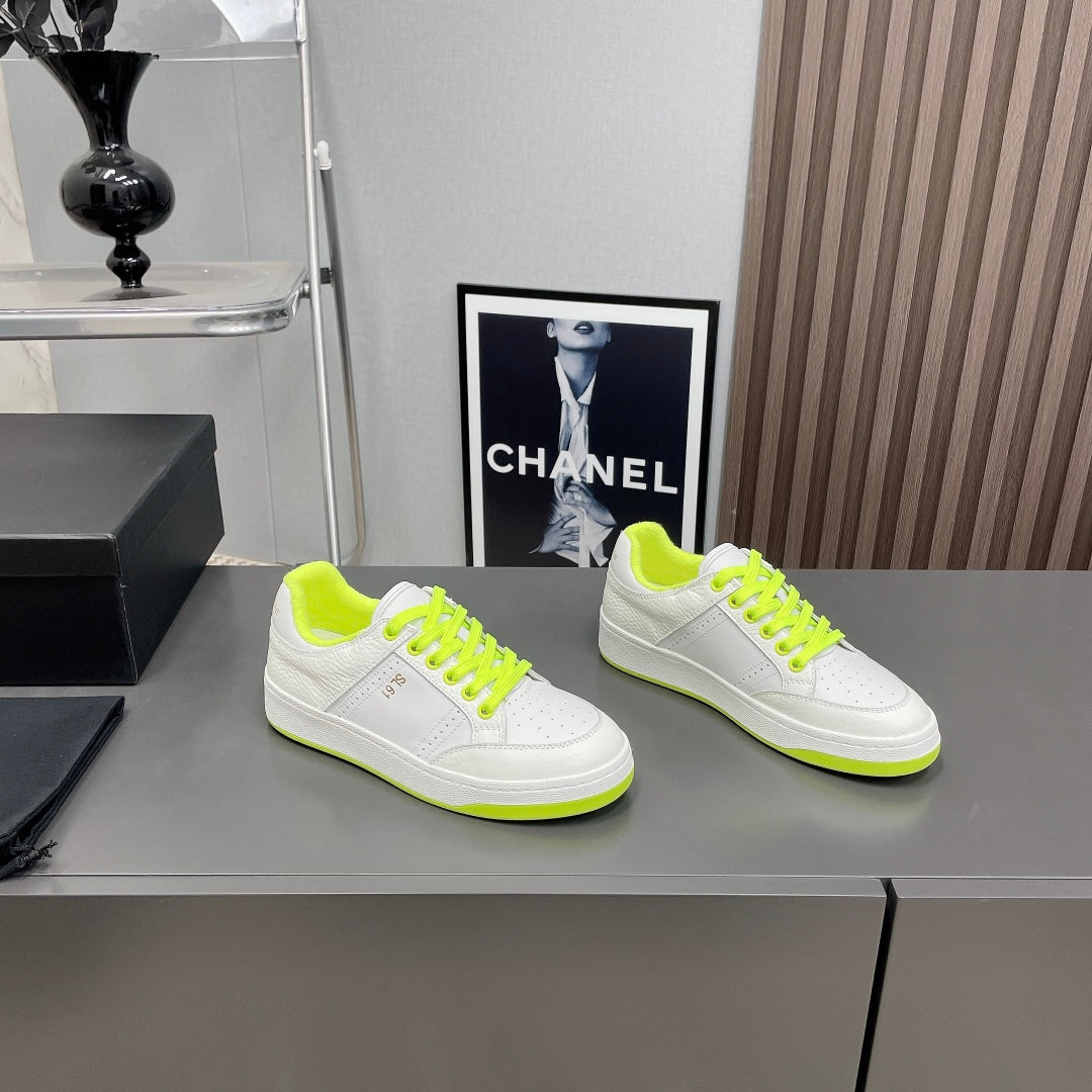 SL/61 SNEAKERS IN WHITE MIX NEON YELLOW CALFSKIN - 35