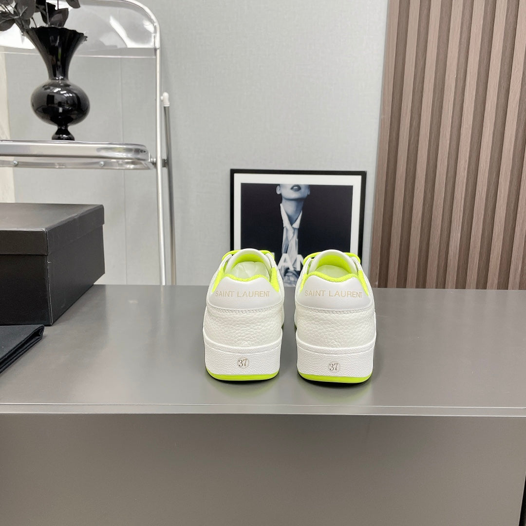 SL/61 SNEAKERS IN WHITE MIX NEON YELLOW CALFSKIN - 35