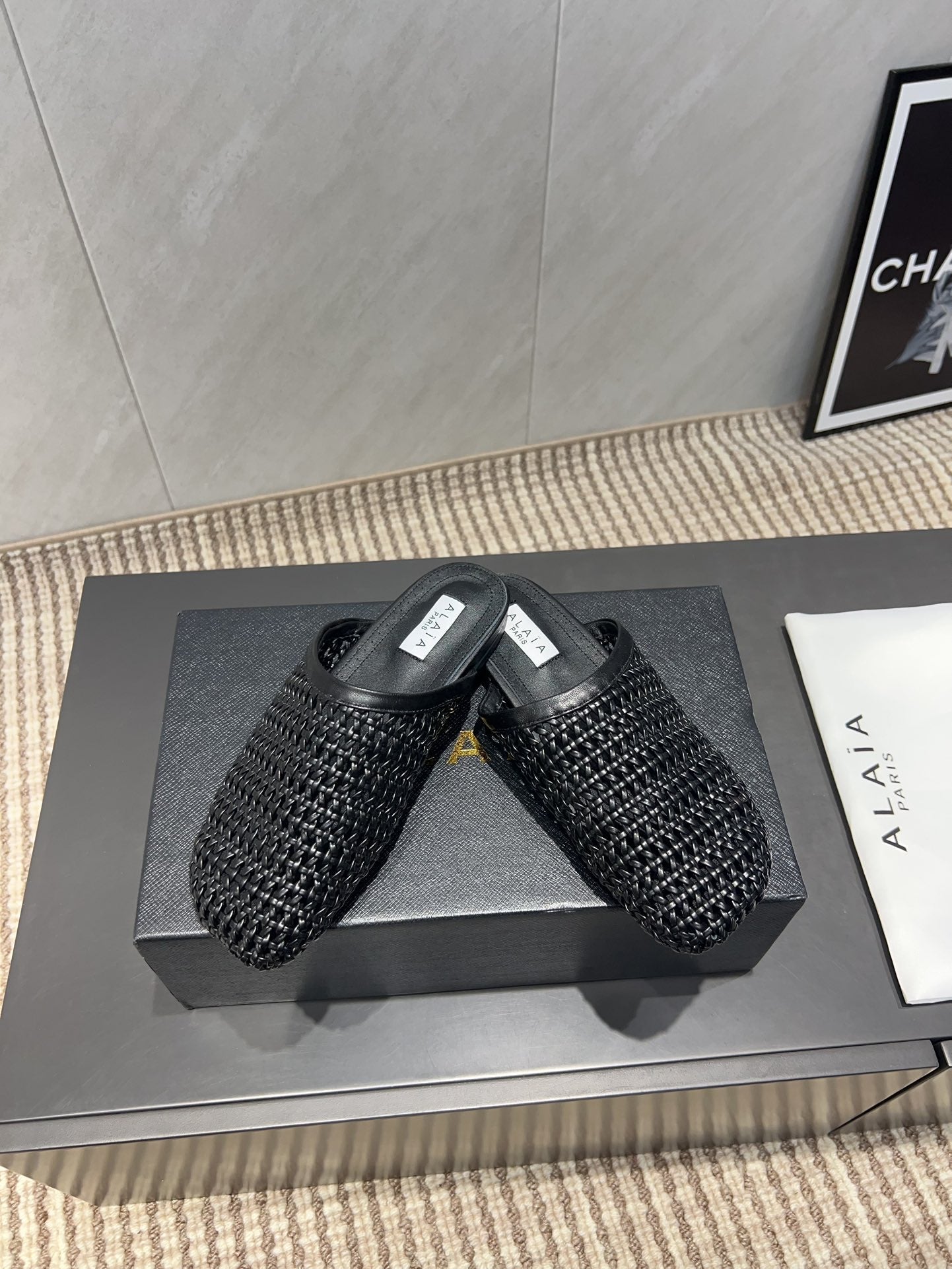 ALAIA WOVEN FLAT SHOES IN BLACK CALFSKIN STYLE 5 - 35
