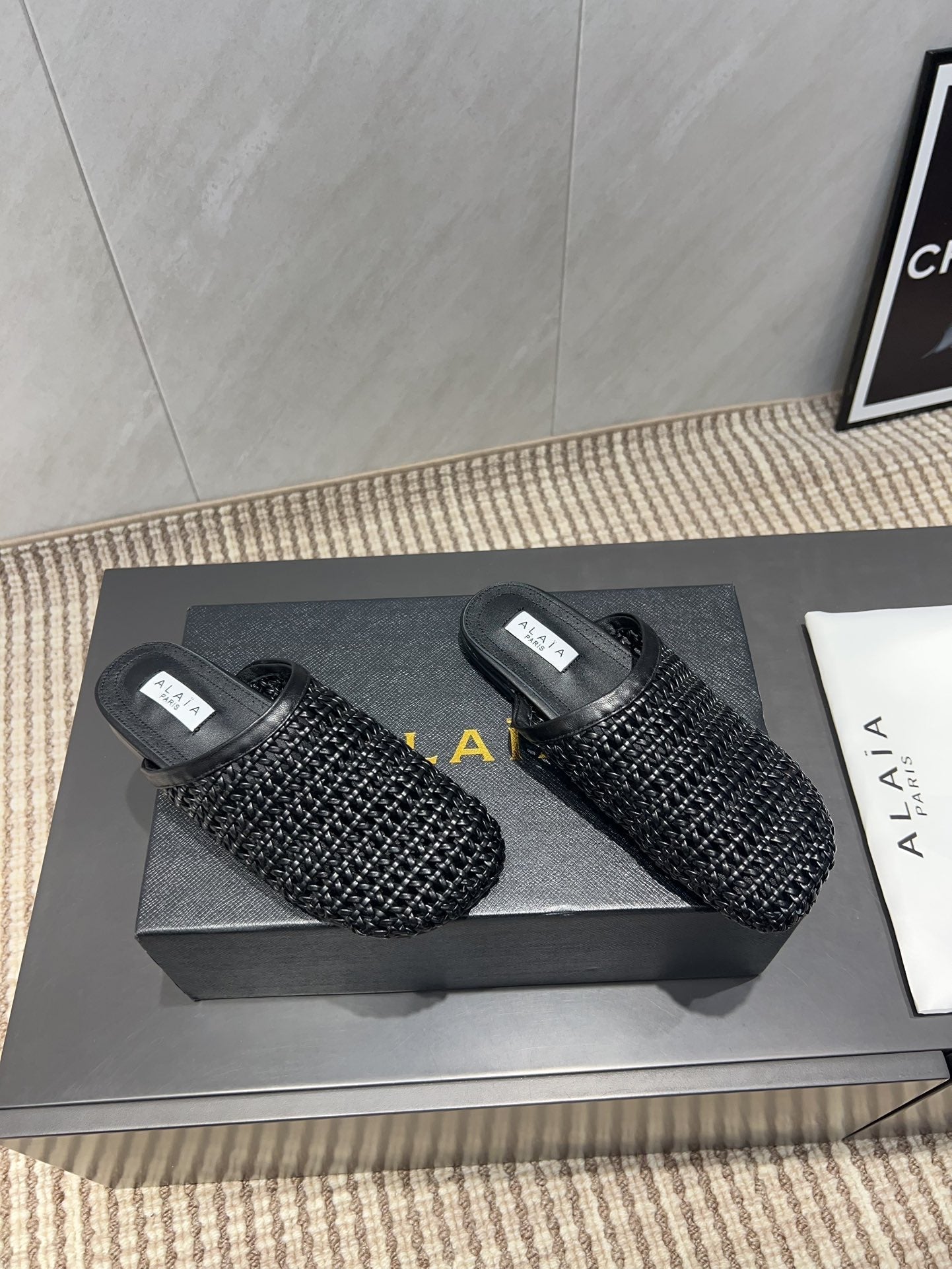 ALAIA WOVEN FLAT SHOES IN BLACK CALFSKIN STYLE 5 - 35