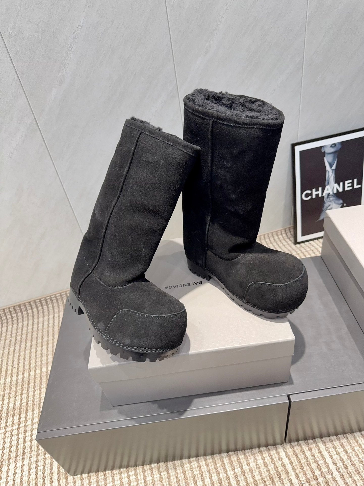 BALENCIAGA 25S BOOTS PLATFORM HEEL IN BLACK SUEDE STYLE 5 - 35
