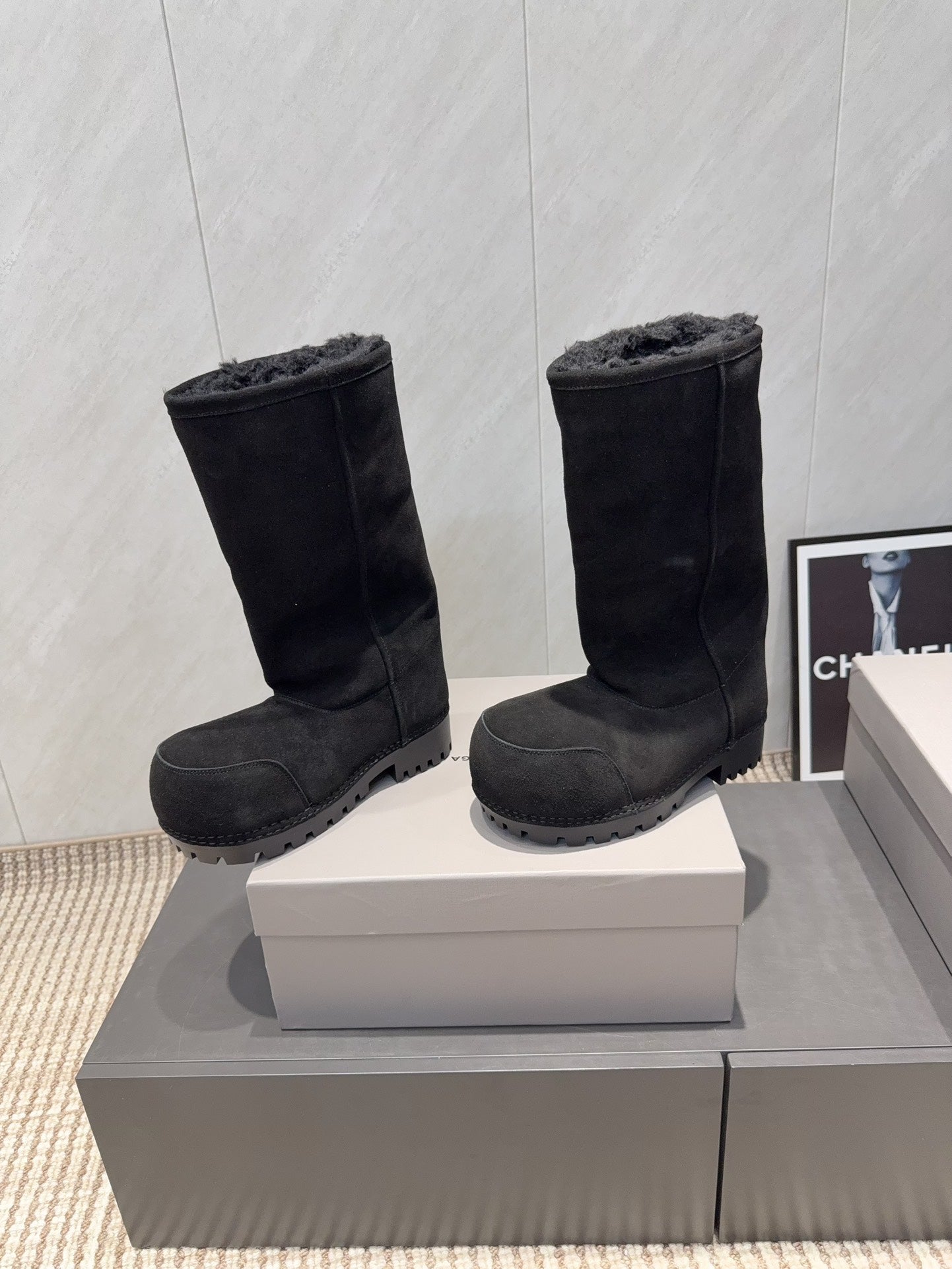 BALENCIAGA 25S BOOTS PLATFORM HEEL IN BLACK SUEDE STYLE 5 - 35