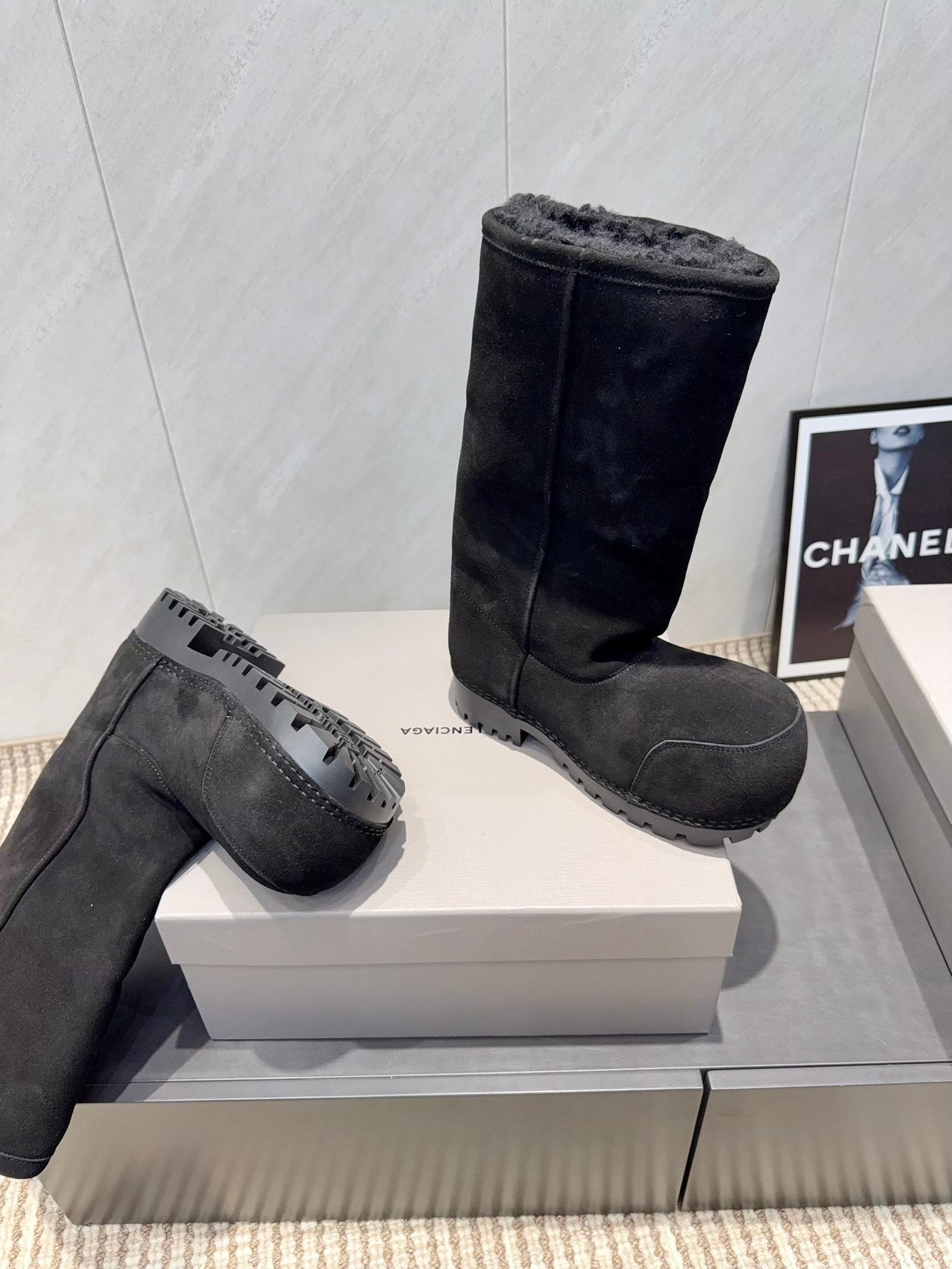 BALENCIAGA 25S BOOTS PLATFORM HEEL IN BLACK SUEDE STYLE 5 - 35