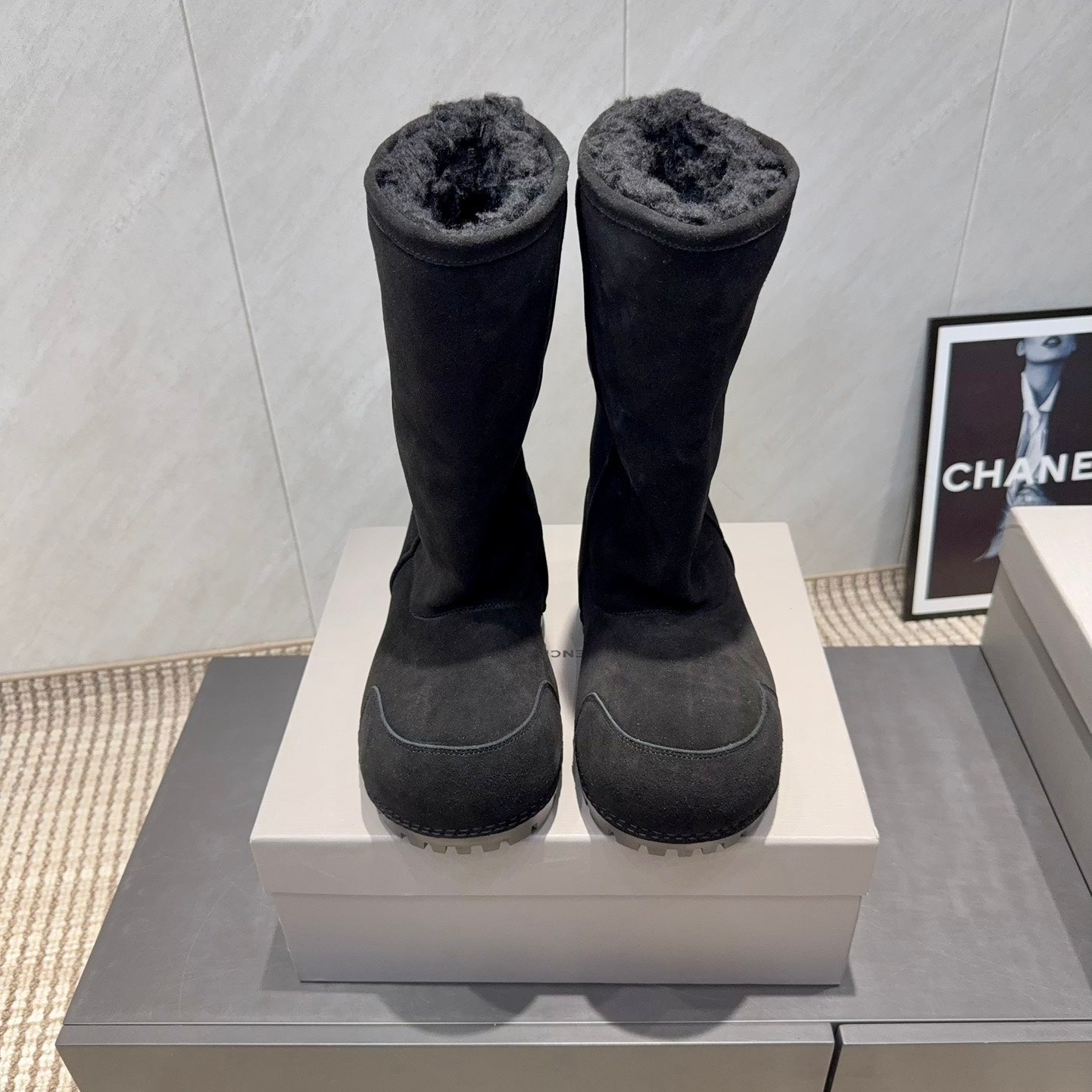 BALENCIAGA 25S BOOTS PLATFORM HEEL IN BLACK SUEDE STYLE 5 - 35