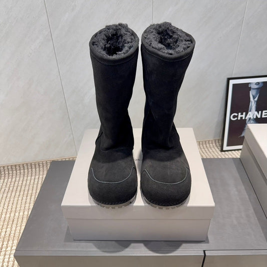 BALENCIAGA 25S BOOTS PLATFORM HEEL IN BLACK SUEDE STYLE 5 - 35
