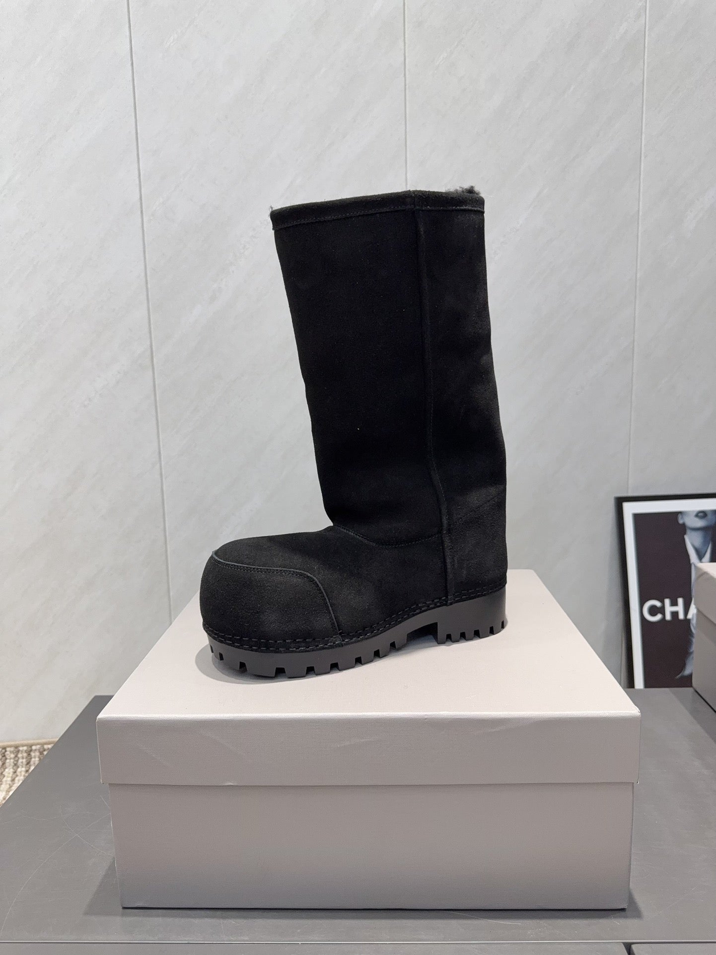 BALENCIAGA 25S BOOTS PLATFORM HEEL IN BLACK SUEDE STYLE 5 - 35
