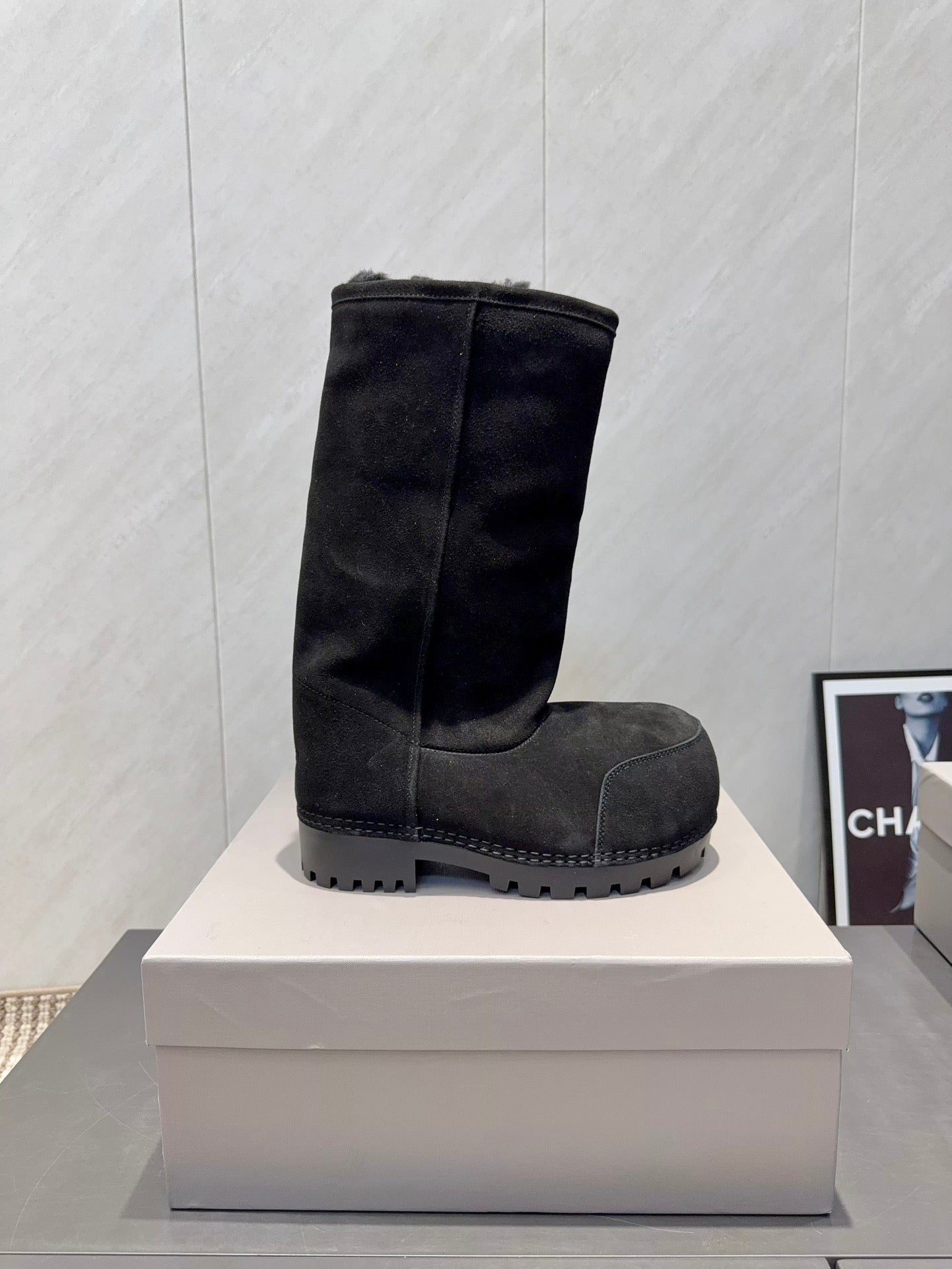 BALENCIAGA 25S BOOTS PLATFORM HEEL IN BLACK SUEDE STYLE 5 - 35