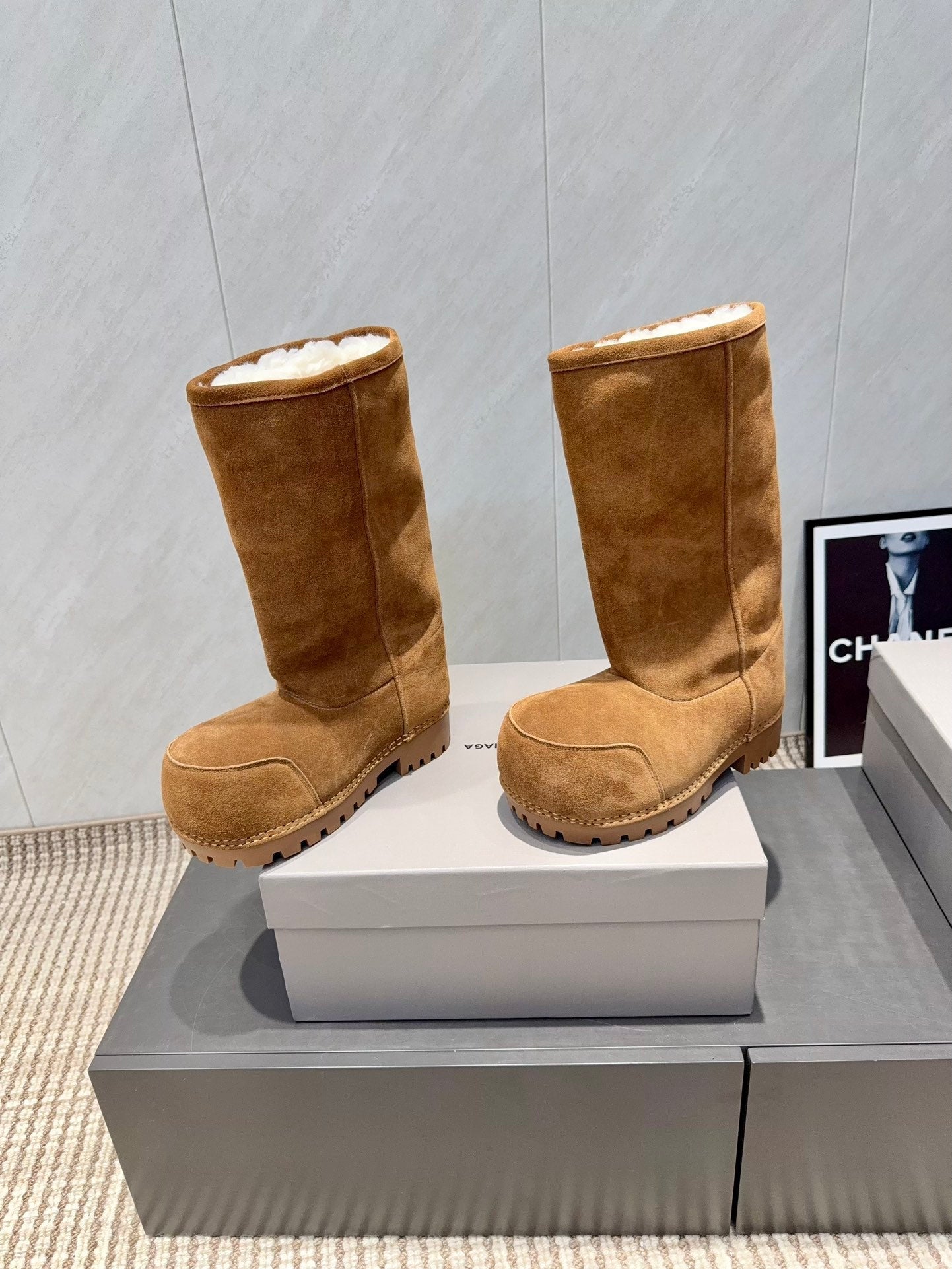 BALENCIAGA 25S BOOTS PLATFORM HEEL IN BROWN SUEDE STYLE 4 - 35