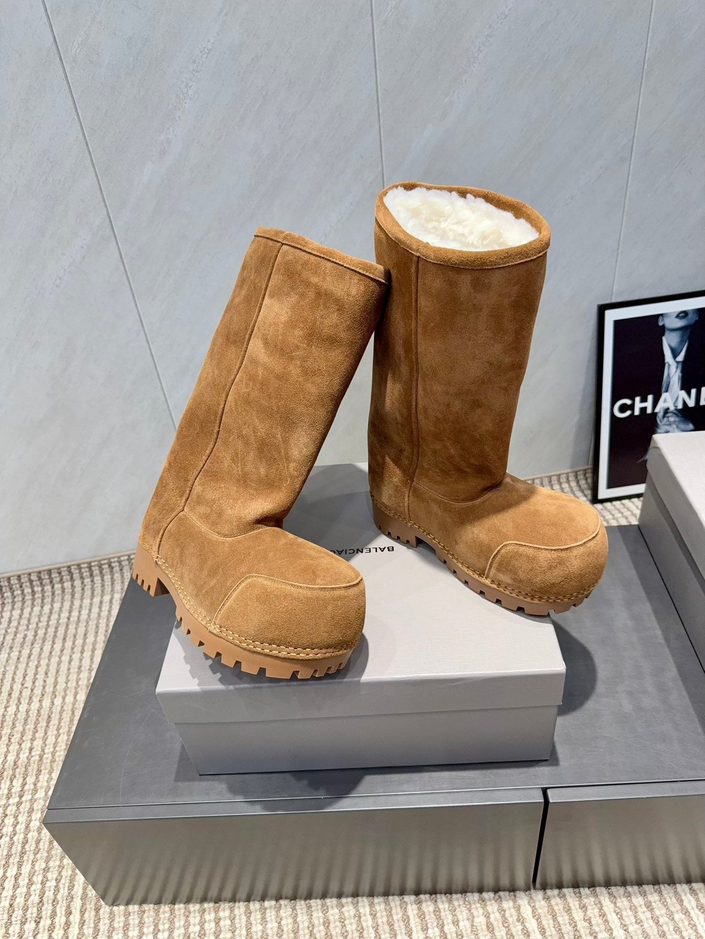 BALENCIAGA 25S BOOTS PLATFORM HEEL IN BROWN SUEDE STYLE 4 - 35