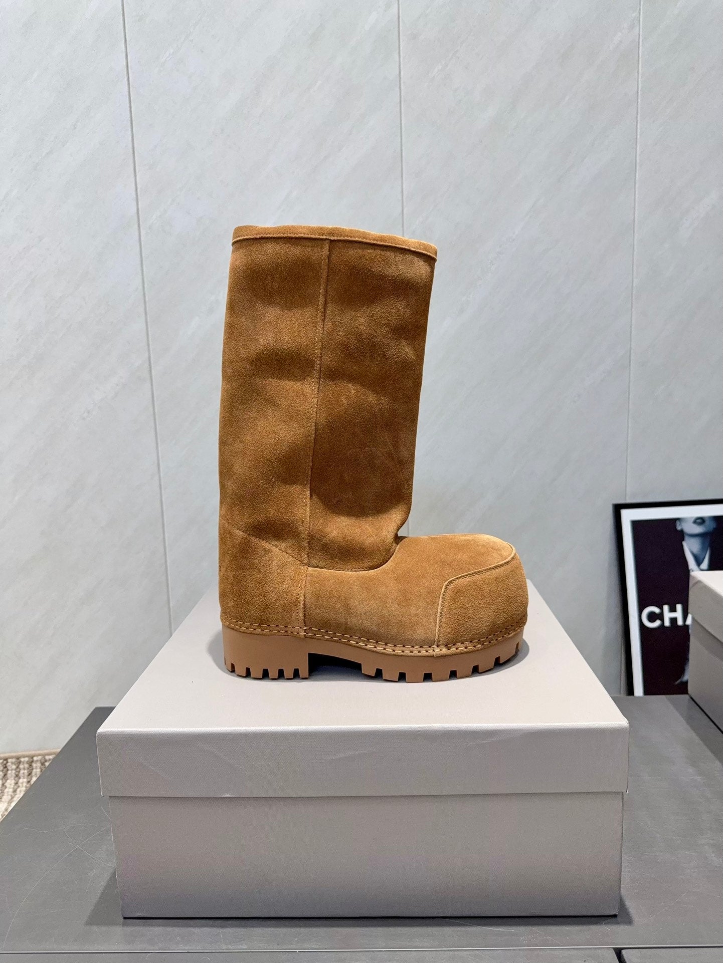 BALENCIAGA 25S BOOTS PLATFORM HEEL IN BROWN SUEDE STYLE 4 - 35