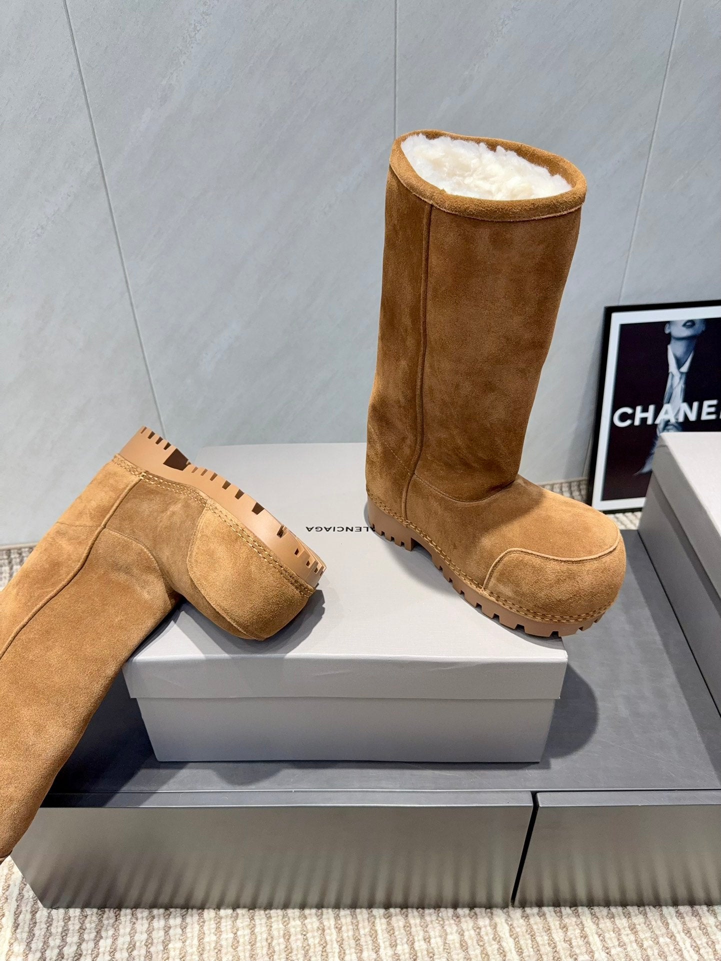 BALENCIAGA 25S BOOTS PLATFORM HEEL IN BROWN SUEDE STYLE 4 - 35