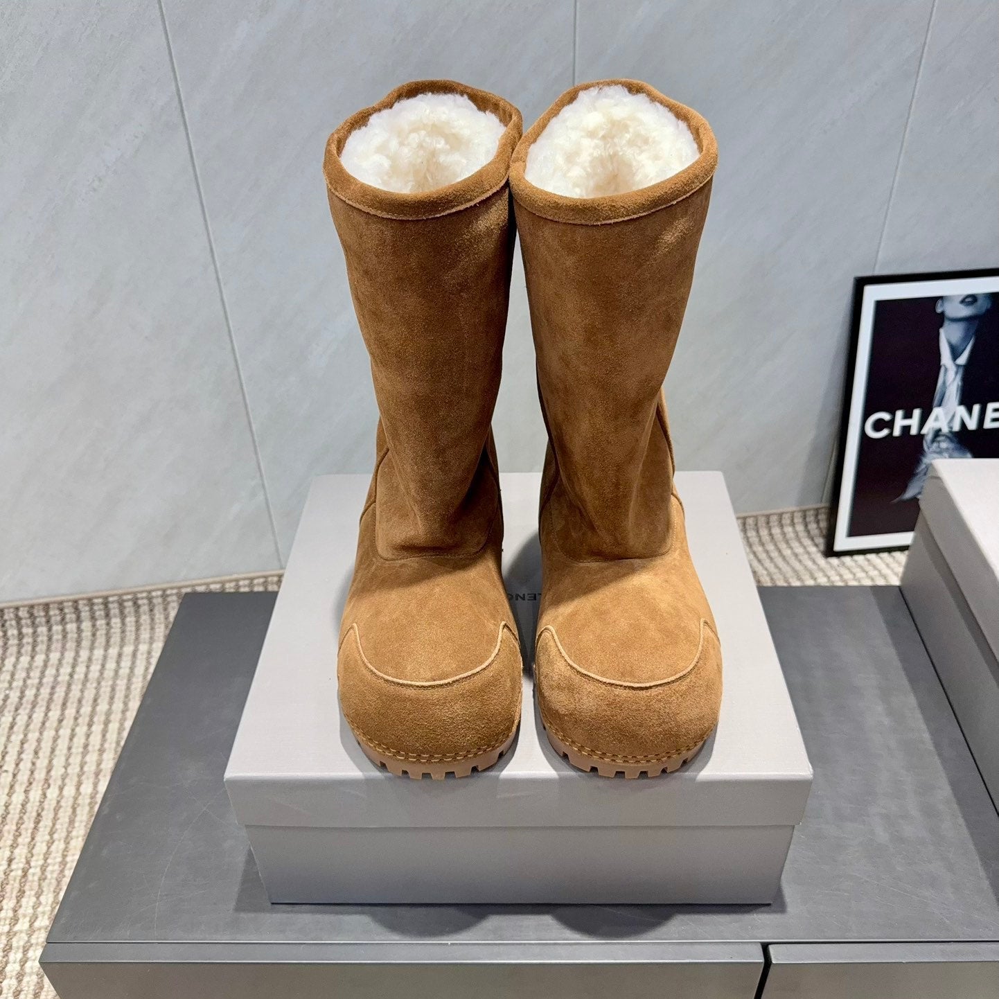 BALENCIAGA 25S BOOTS PLATFORM HEEL IN BROWN SUEDE STYLE 4 - 35