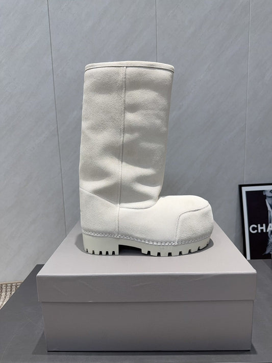 BALENCIAGA 25S BOOTS PLATFORM HEEL IN WHITE SUEDE STYLE 3 - 35