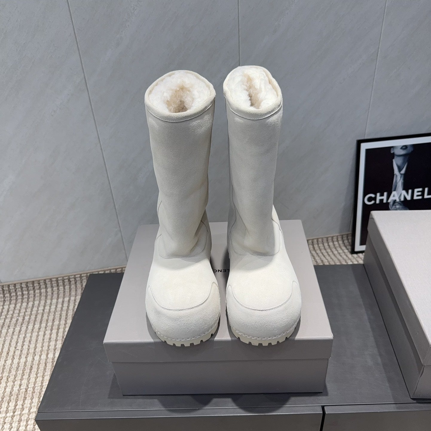 BALENCIAGA 25S BOOTS PLATFORM HEEL IN WHITE SUEDE STYLE 3 - 35