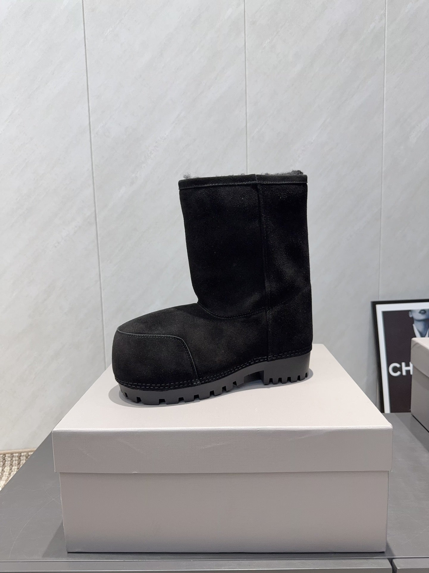 BALENCIAGA 25S LOW ANKLE BOOTS PLATFORM HEEL IN BLACK SUEDE STYLE 9 - 35
