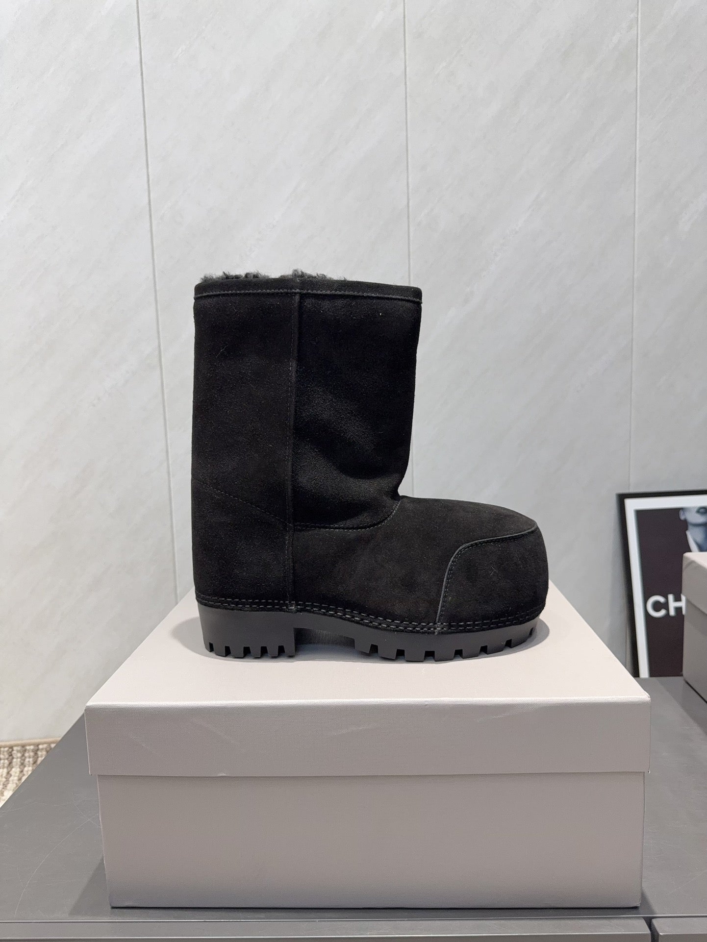 BALENCIAGA 25S LOW ANKLE BOOTS PLATFORM HEEL IN BLACK SUEDE STYLE 9 - 35