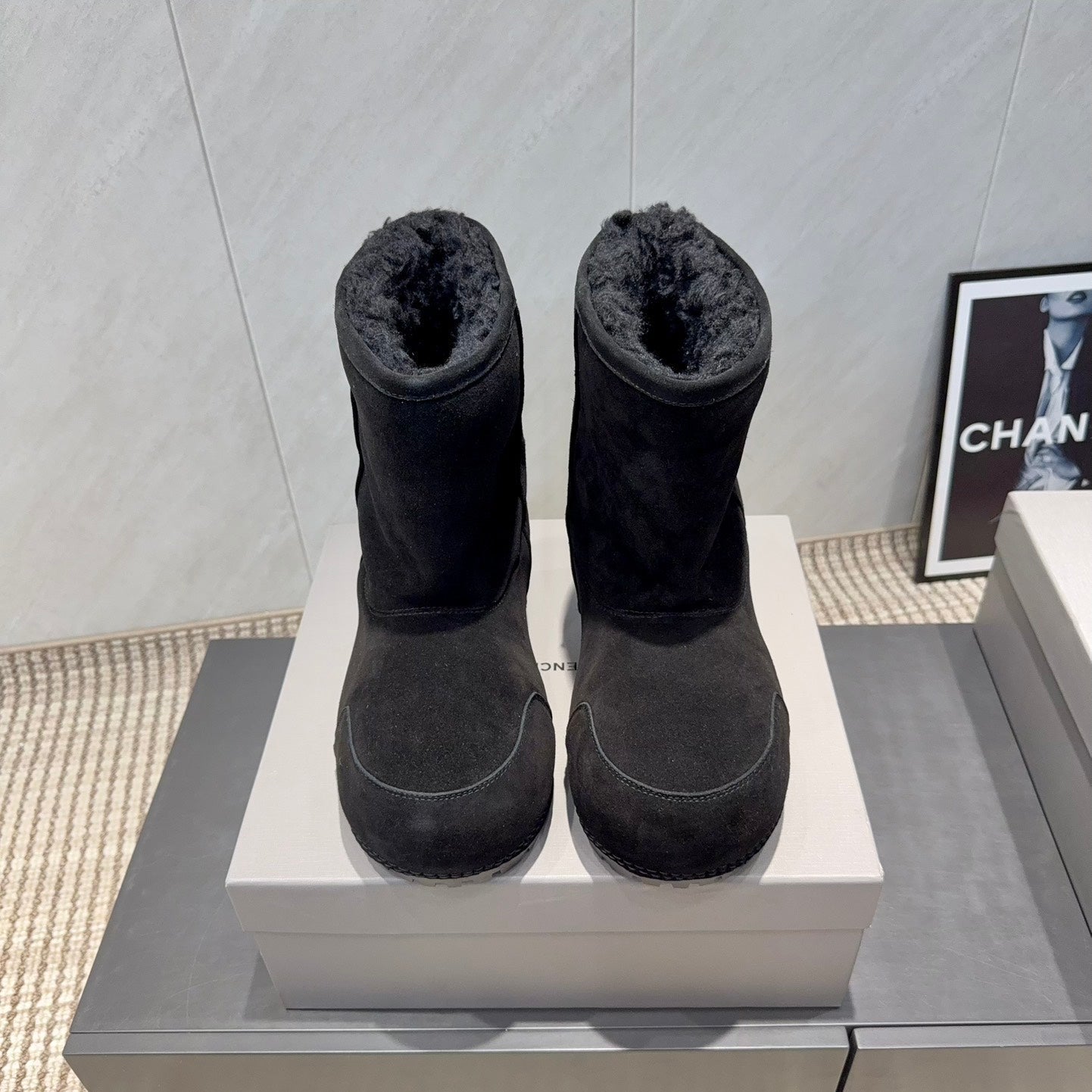 BALENCIAGA 25S LOW ANKLE BOOTS PLATFORM HEEL IN BLACK SUEDE STYLE 9 - 35