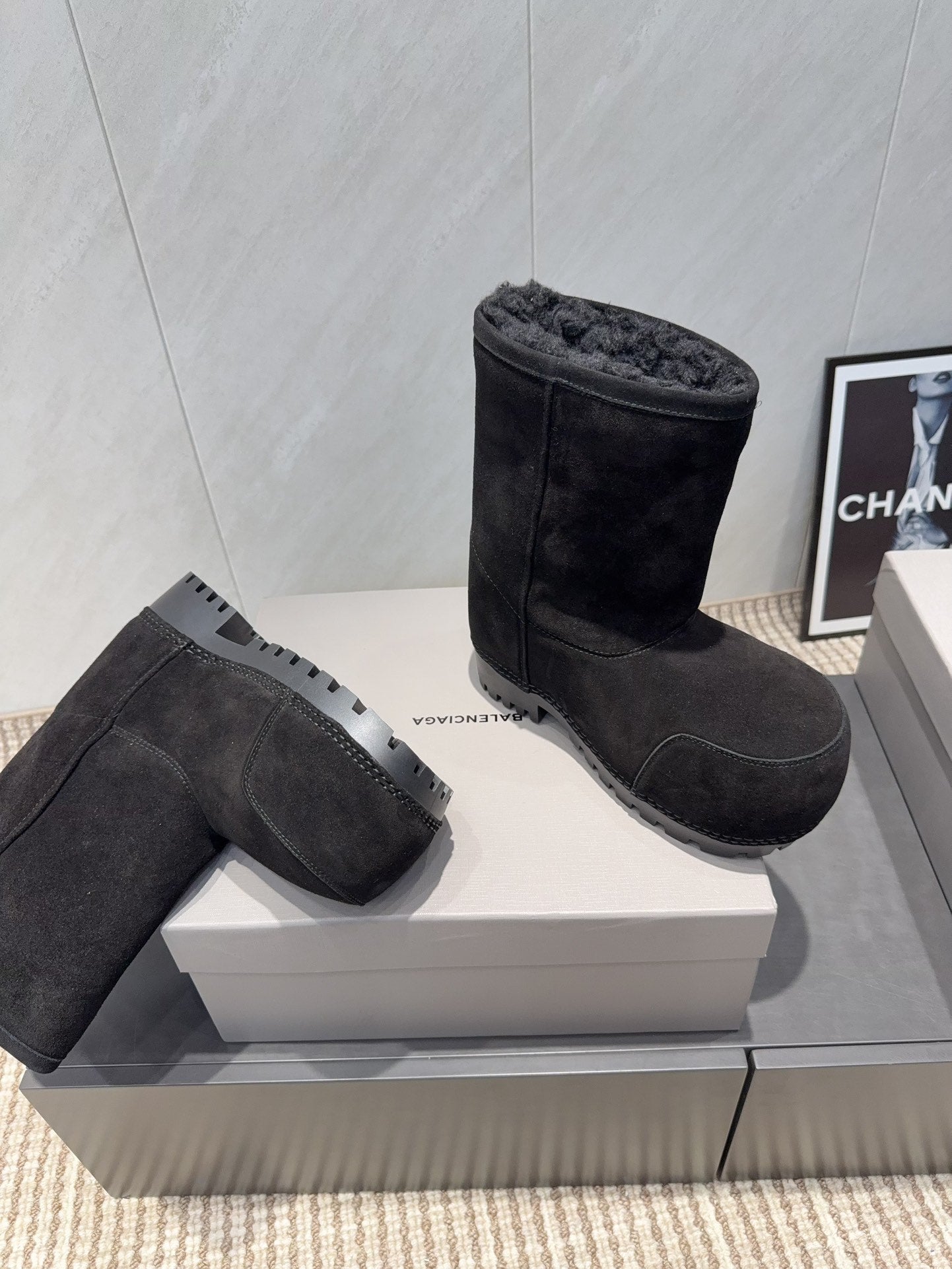 BALENCIAGA 25S LOW ANKLE BOOTS PLATFORM HEEL IN BLACK SUEDE STYLE 9 - 35
