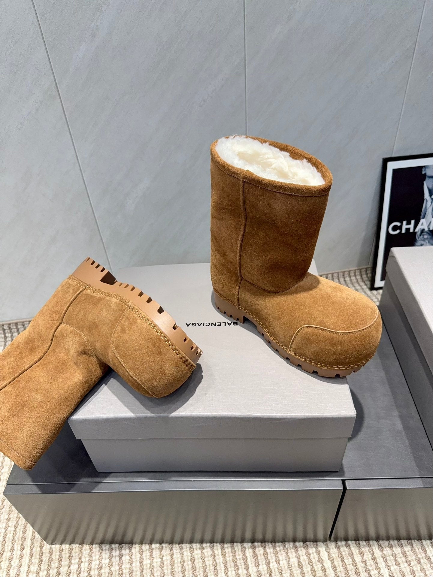 BALENCIAGA 25S LOW ANKLE BOOTS PLATFORM HEEL IN BROWN SUEDE STYLE 7 - 35