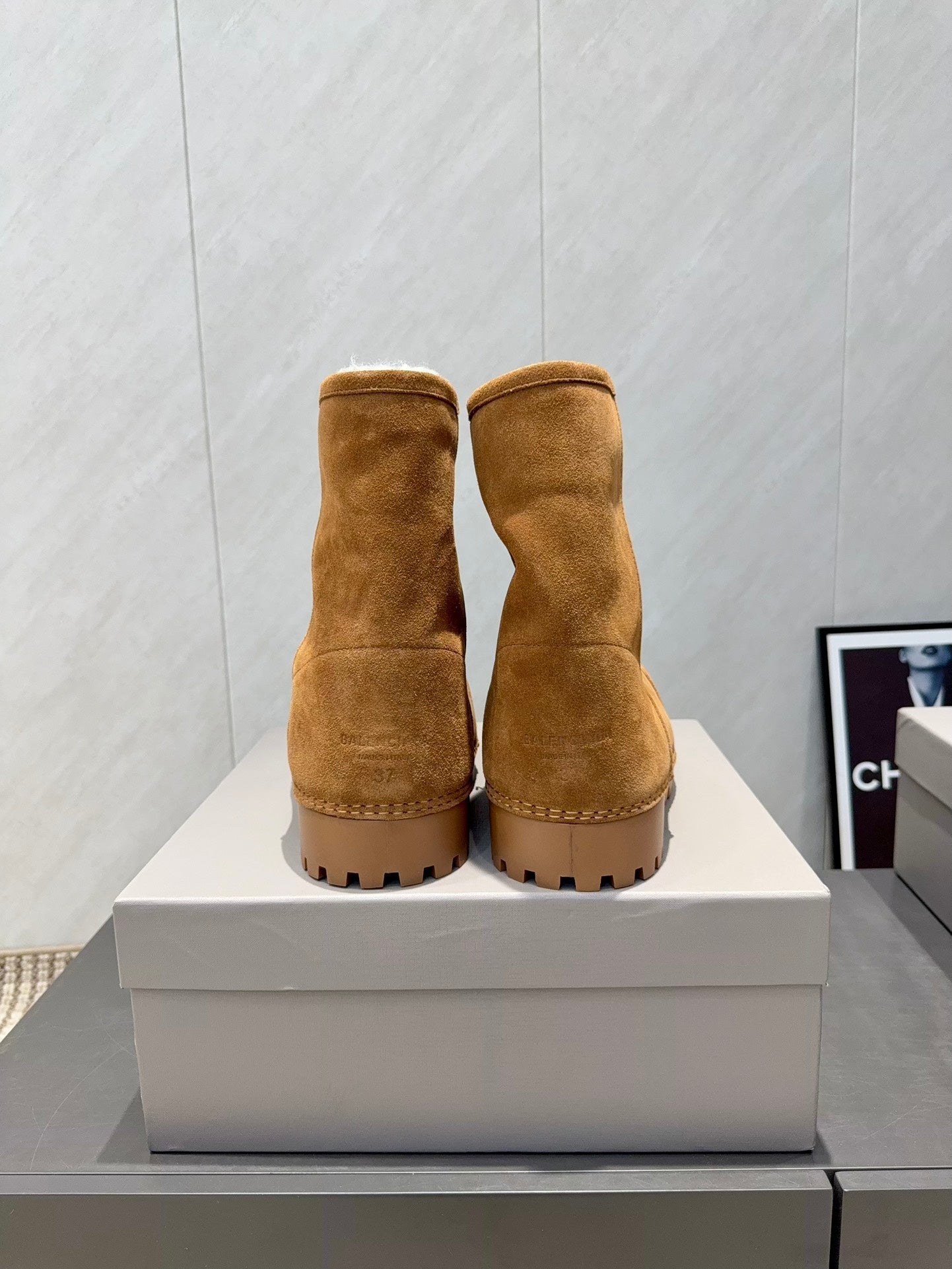 BALENCIAGA 25S LOW ANKLE BOOTS PLATFORM HEEL IN BROWN SUEDE STYLE 7 - 35