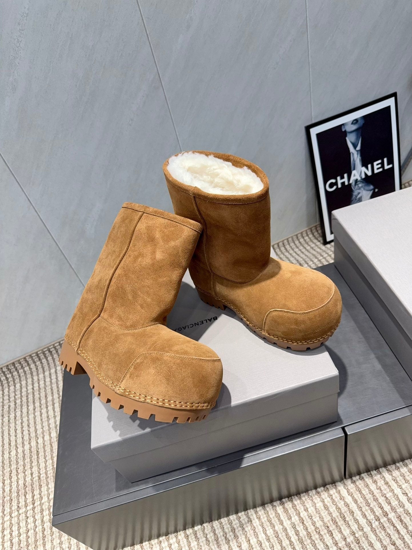 BALENCIAGA 25S LOW ANKLE BOOTS PLATFORM HEEL IN BROWN SUEDE STYLE 7 - 35