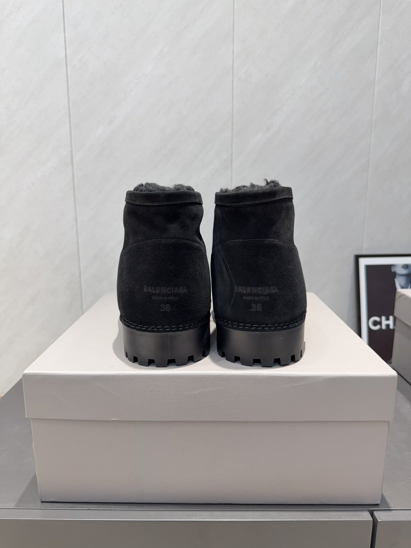 BALENCIAGA 25S LOW ANKLE BOOTS PLATFORM HEEL IN BLACK SUEDE STYLE 8 - 35