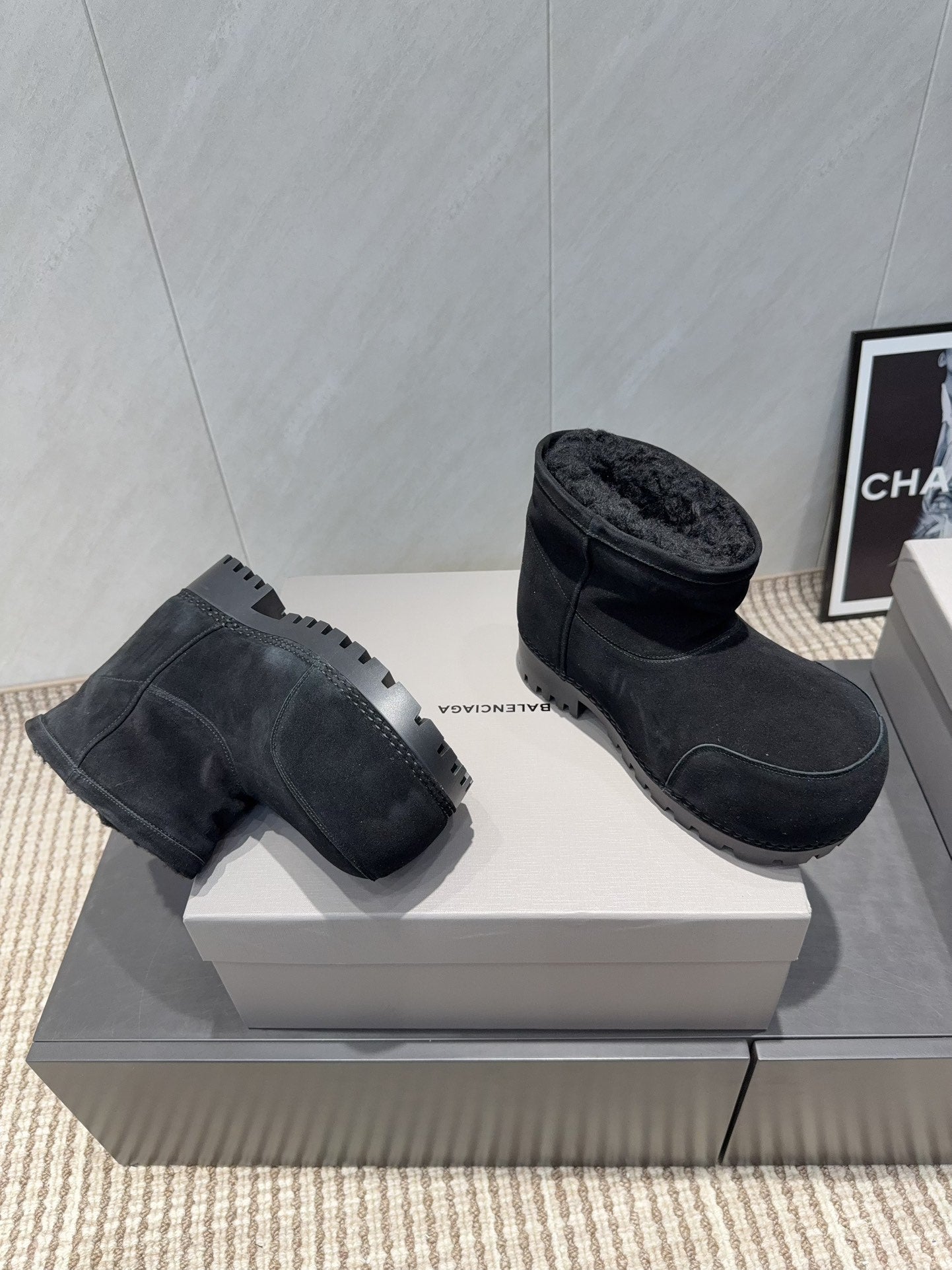 BALENCIAGA 25S LOW ANKLE BOOTS PLATFORM HEEL IN BLACK SUEDE STYLE 8 - 35