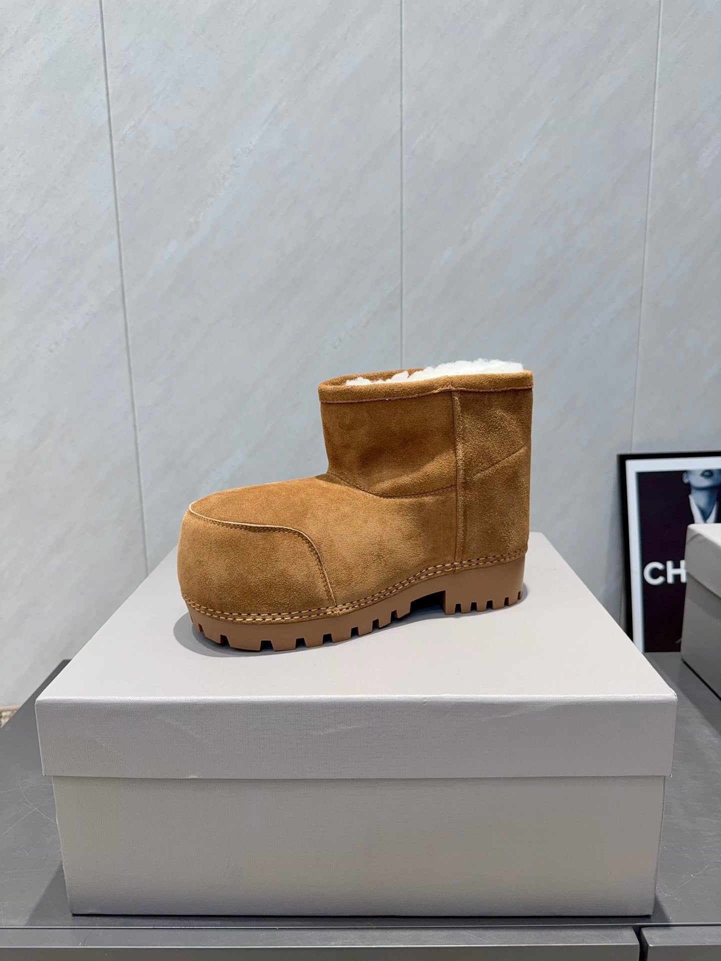 BALENCIAGA 25S LOW ANKLE BOOTS PLATFORM HEEL IN BROWN SUEDE STYLE 6 - 35