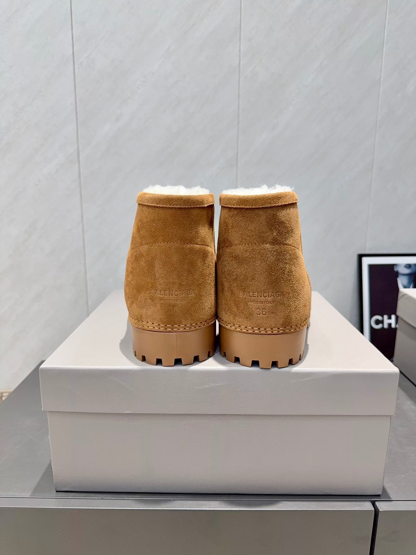 BALENCIAGA 25S LOW ANKLE BOOTS PLATFORM HEEL IN BROWN SUEDE STYLE 6 - 35