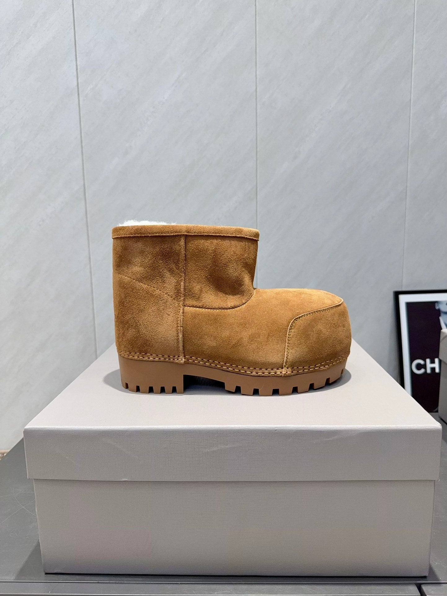 BALENCIAGA 25S LOW ANKLE BOOTS PLATFORM HEEL IN BROWN SUEDE STYLE 6 - 35