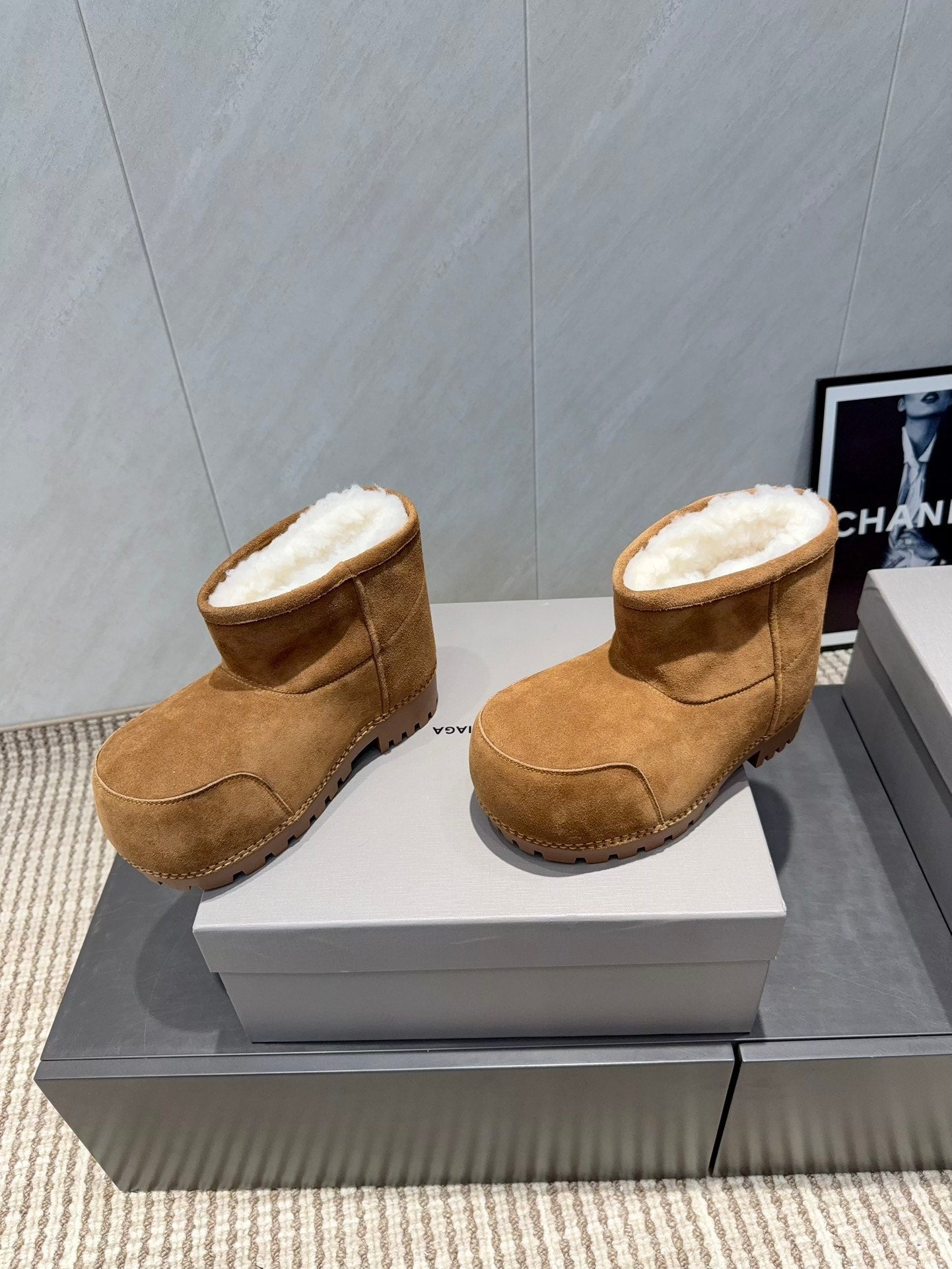 BALENCIAGA 25S LOW ANKLE BOOTS PLATFORM HEEL IN BROWN SUEDE STYLE 6 - 35