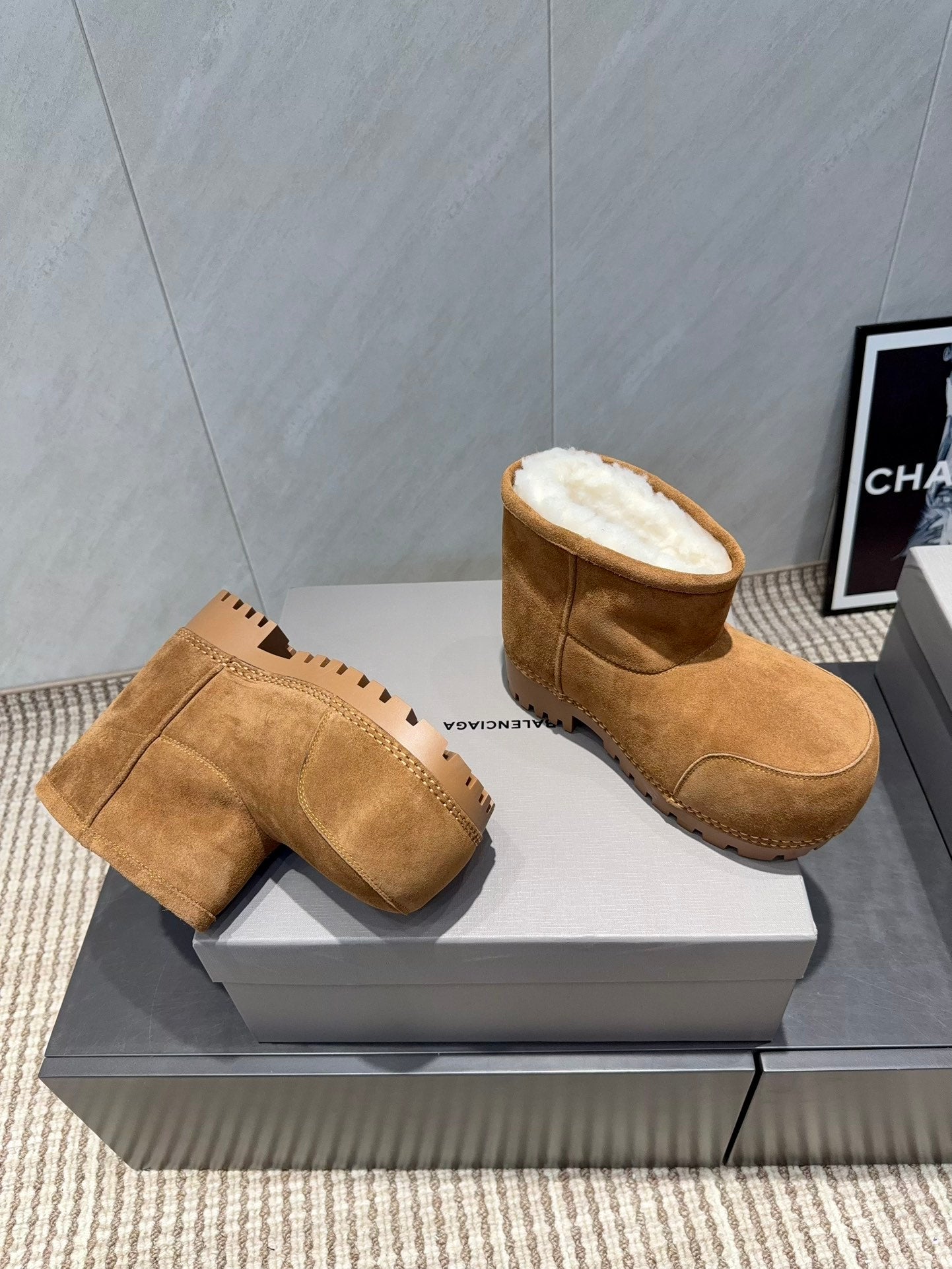 BALENCIAGA 25S LOW ANKLE BOOTS PLATFORM HEEL IN BROWN SUEDE STYLE 6 - 35