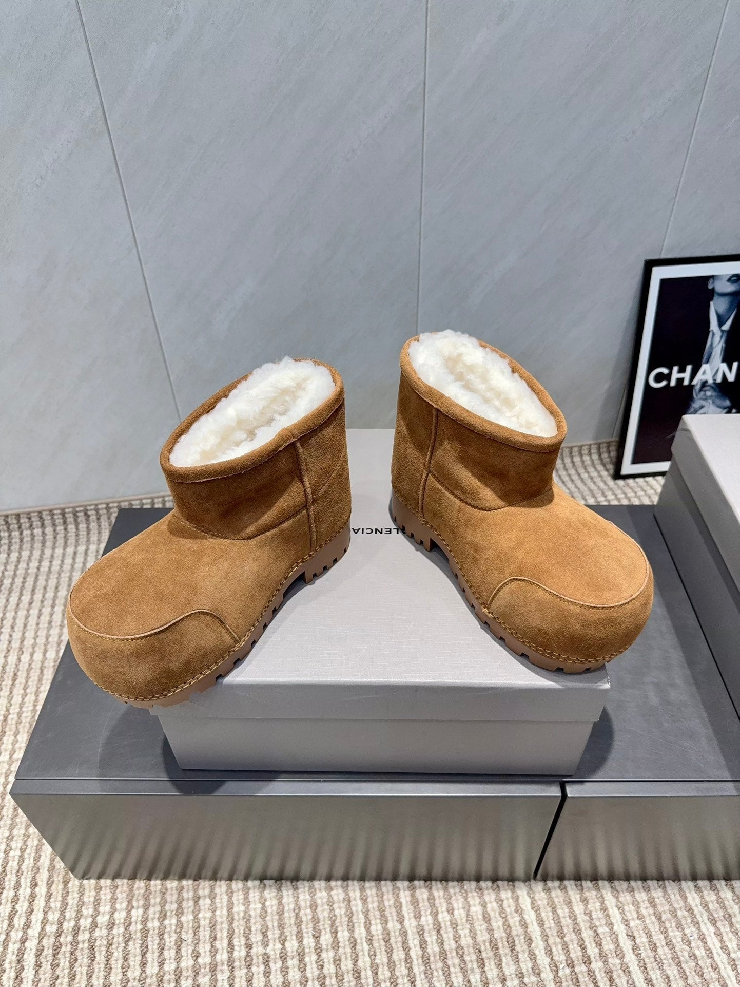 BALENCIAGA 25S LOW ANKLE BOOTS PLATFORM HEEL IN BROWN SUEDE STYLE 6 - 35