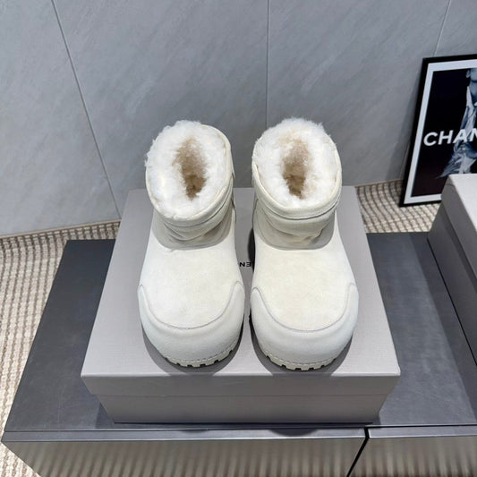 BALENCIAGA 25S LOW ANKLE BOOTS PLATFORM HEEL IN WHITE SUEDE STYLE 1 - 35
