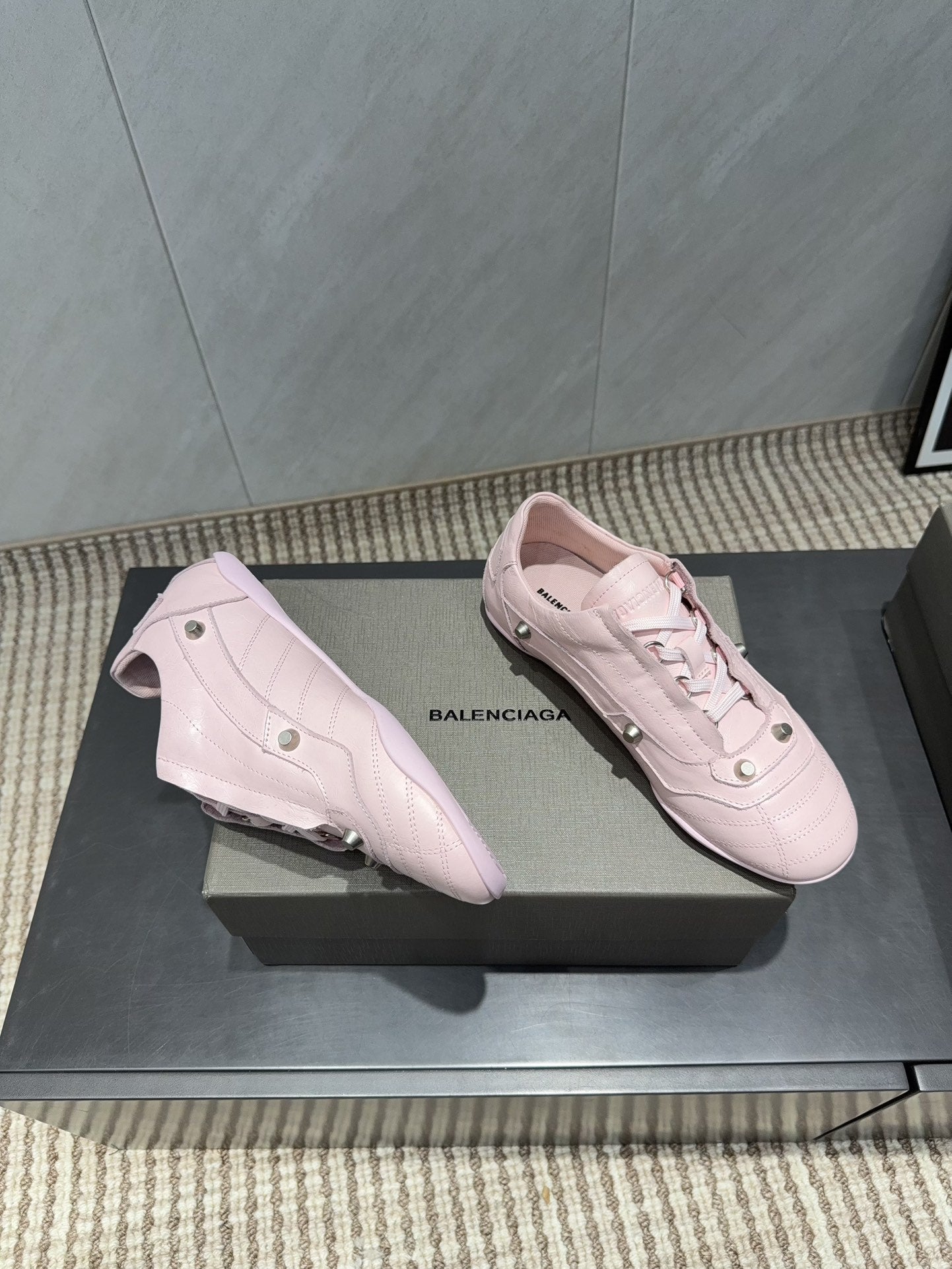 BALENCIAGA 25S SNEAKER IN LIGHT PINK CALFSKIN - 35
