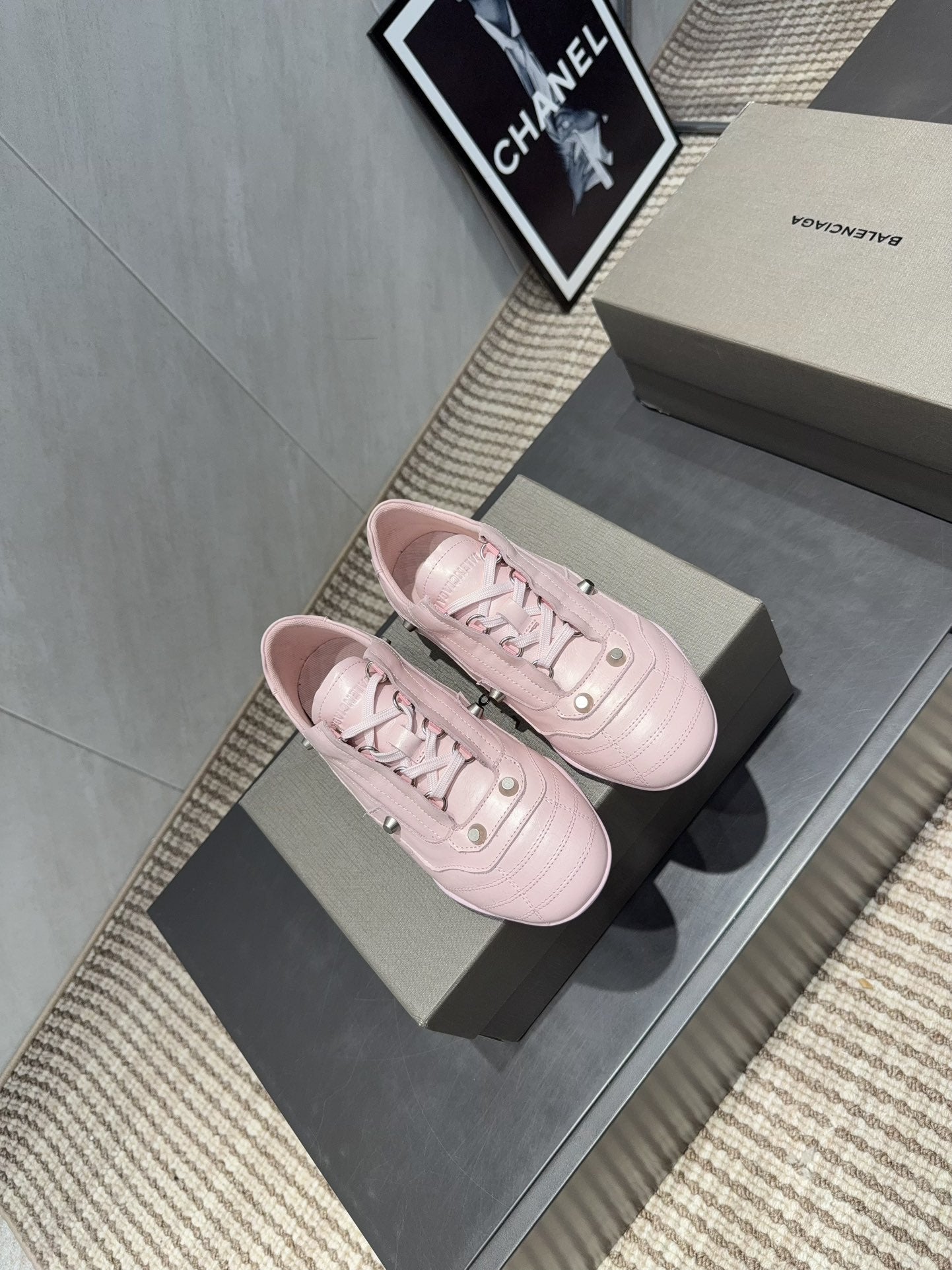 BALENCIAGA 25S SNEAKER IN LIGHT PINK CALFSKIN - 35