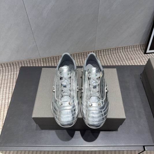 BALENCIAGA 25S SNEAKER IN SILVER CALFSKIN - 35