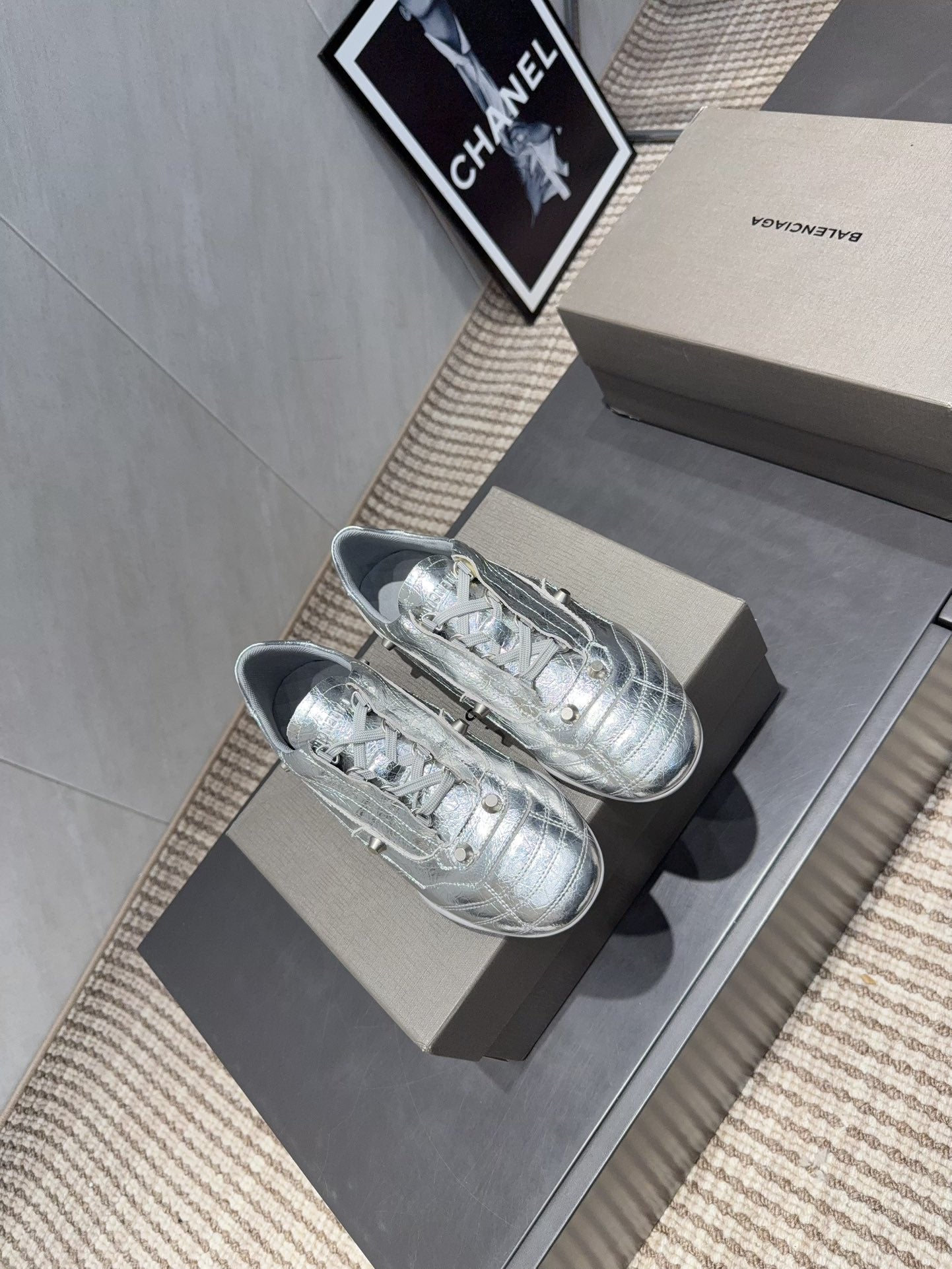 BALENCIAGA 25S SNEAKER IN SILVER CALFSKIN - 35