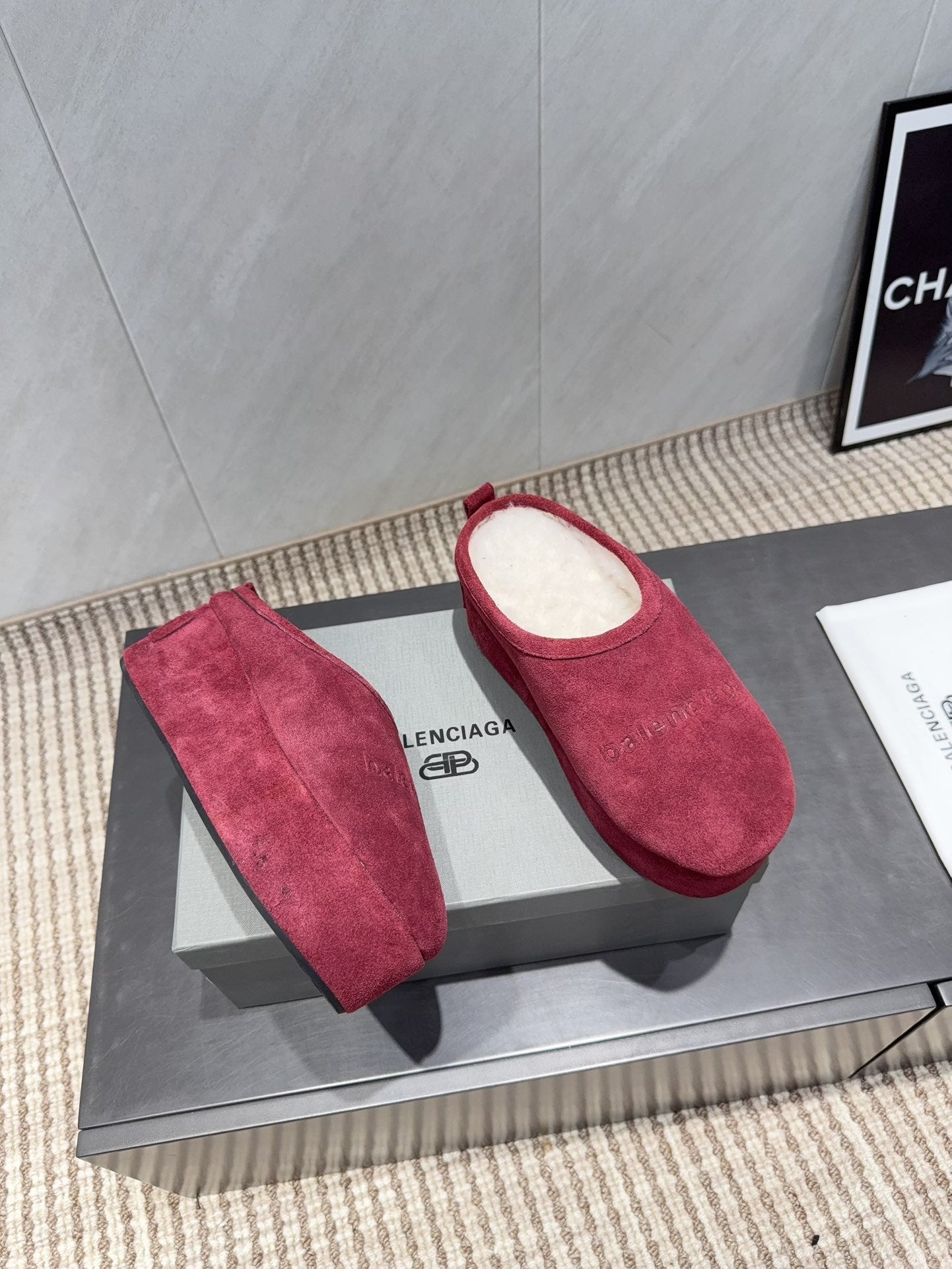BALENCIAGA 25S AURALEE SLIP-ON 50 MM IN DEEP WINE RED SUEDE STYLE 2 - 35
