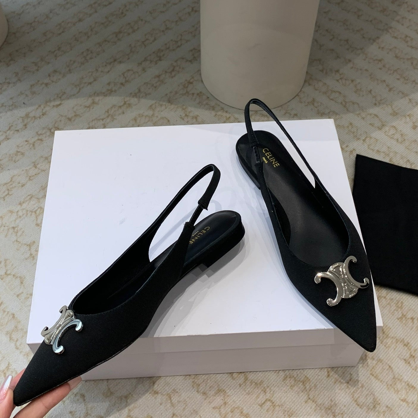 ALMA TRIOMPHE SLINGBACK IN GROS-GRAIN  BLACK - 35