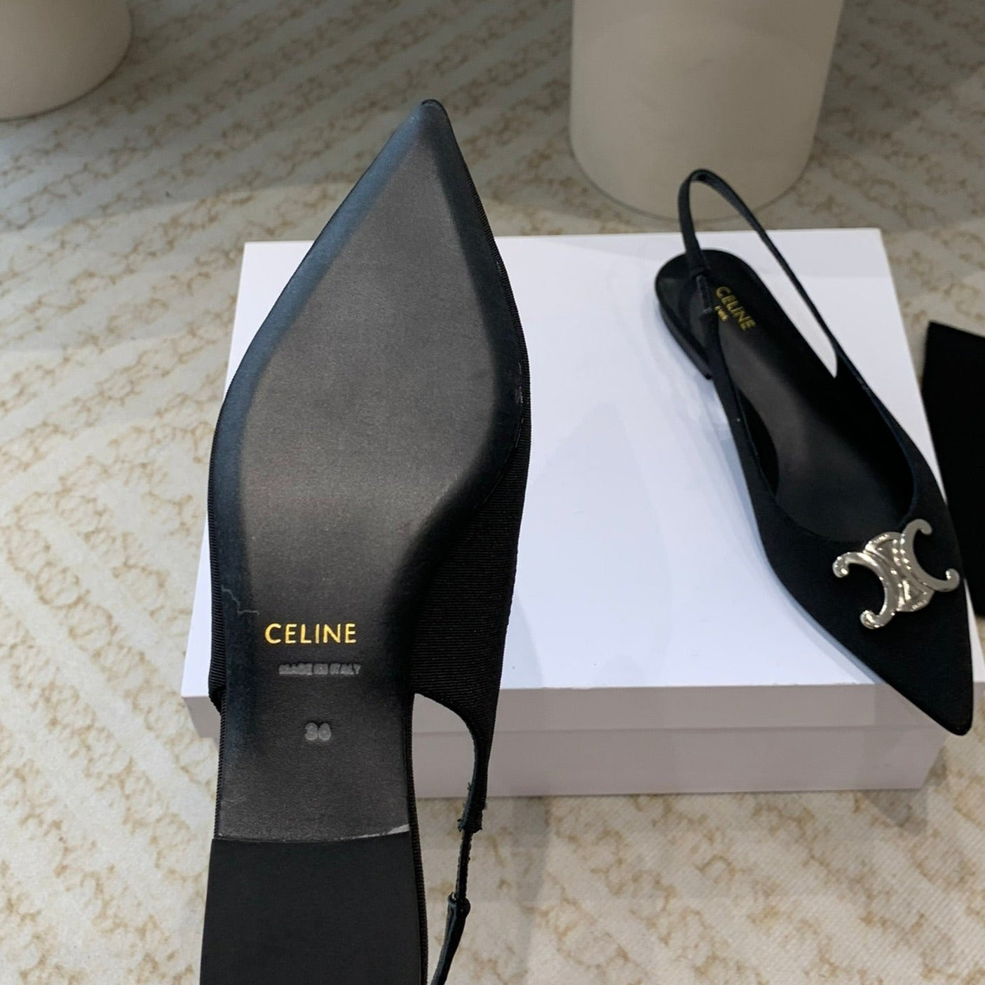 ALMA TRIOMPHE SLINGBACK IN GROS-GRAIN  BLACK - 35