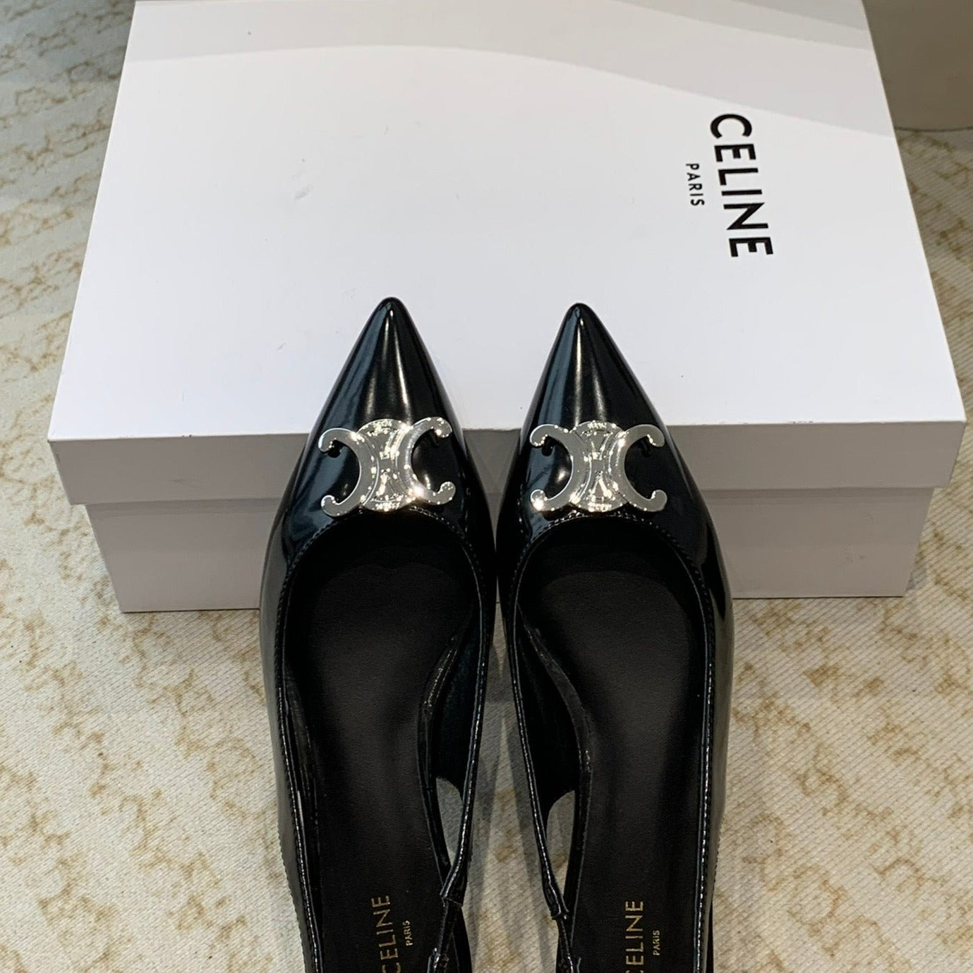 ALMA TRIOMPHE SLINGBACK IN GROS-GRAIN GLOSSY BLACK - 35