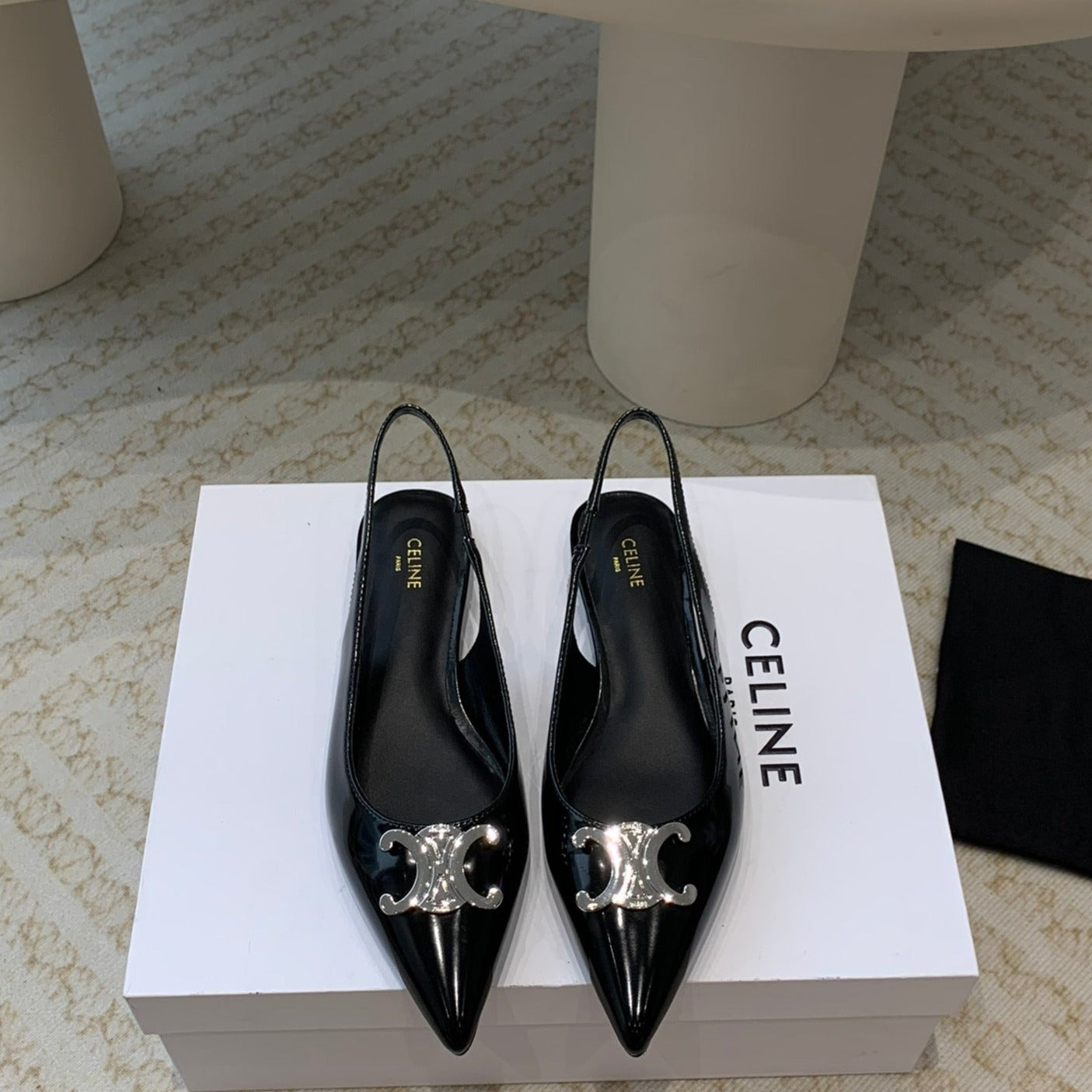 ALMA TRIOMPHE SLINGBACK IN GROS-GRAIN GLOSSY BLACK - 35