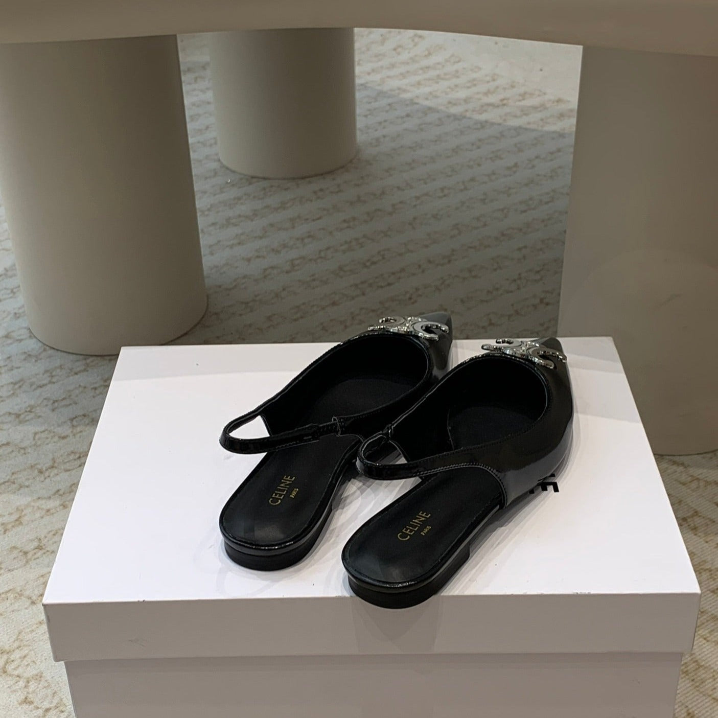 ALMA TRIOMPHE SLINGBACK IN GROS-GRAIN GLOSSY BLACK - 35