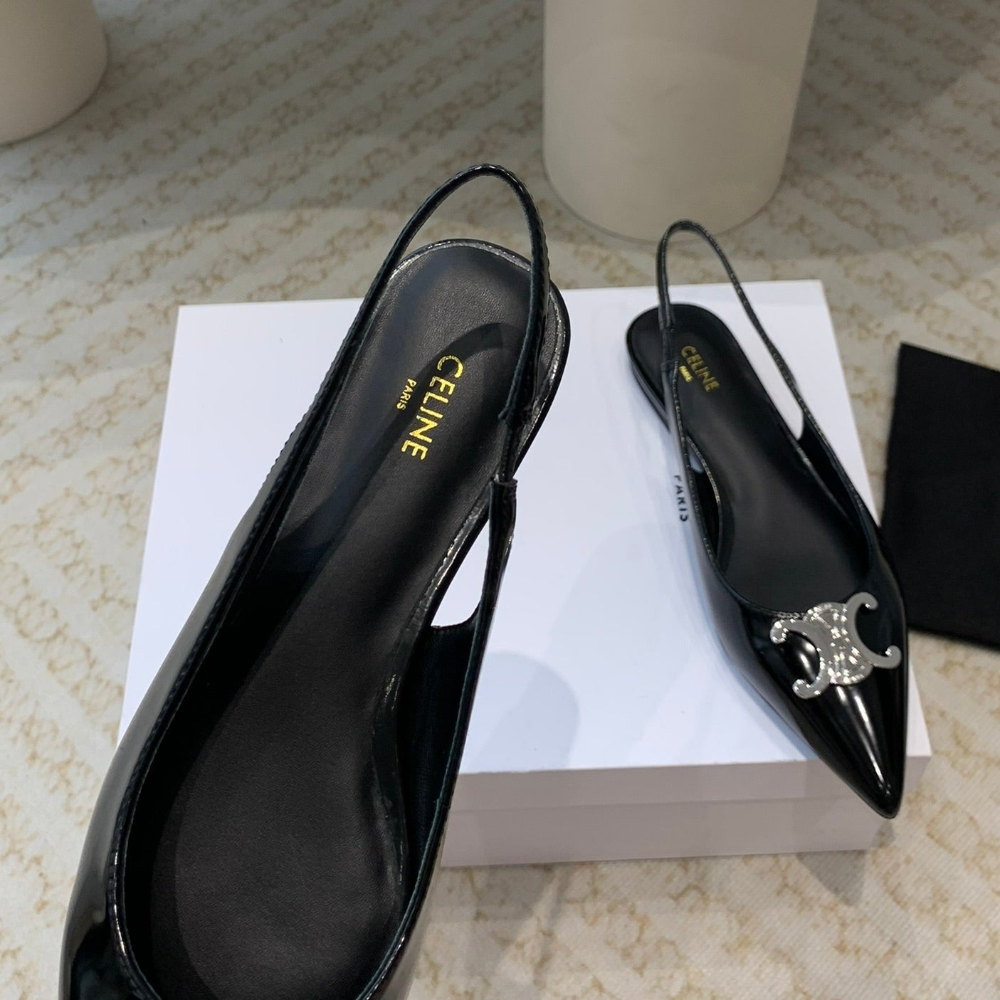 ALMA TRIOMPHE SLINGBACK IN GROS-GRAIN GLOSSY BLACK - 35