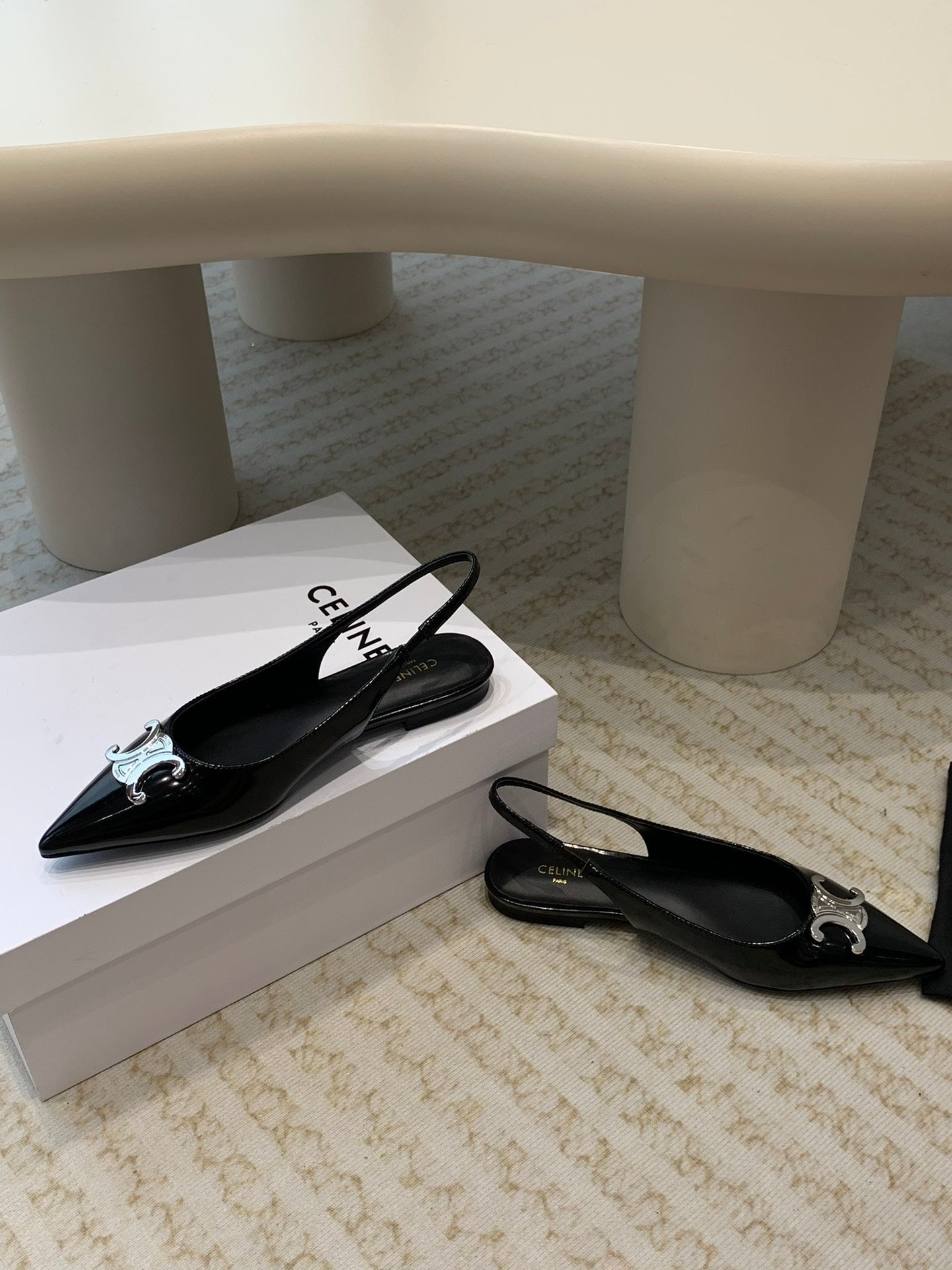 ALMA TRIOMPHE SLINGBACK IN GROS-GRAIN GLOSSY BLACK - 35