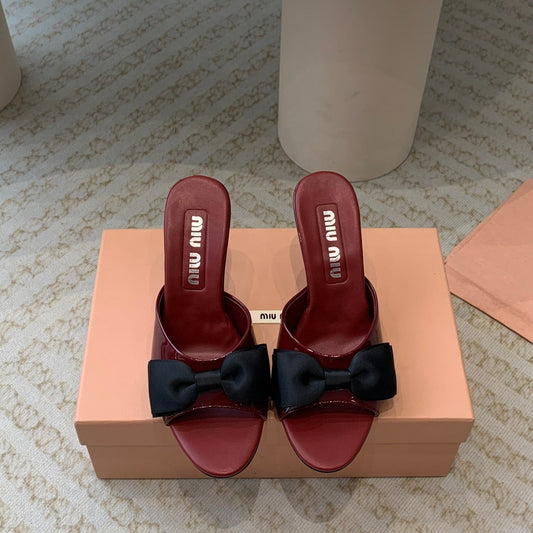 Ruby High - Heels With Black Bow Calfskin - 35